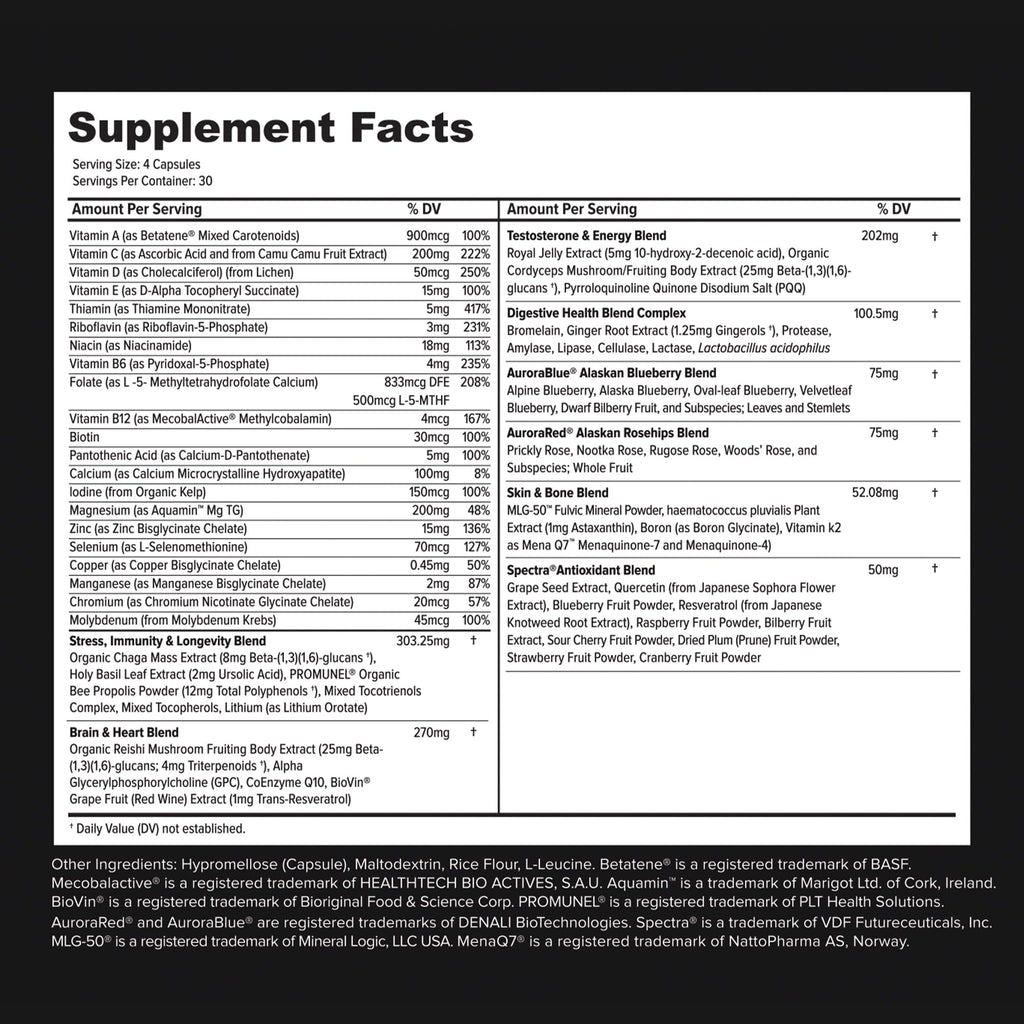 Primitive Scientific Whole Food Natural Multivitamin and Mineral Capsules for Men - All-Day Energy, Inner Zen, and Stronger You (120 Capsules) - TrustMedUSA