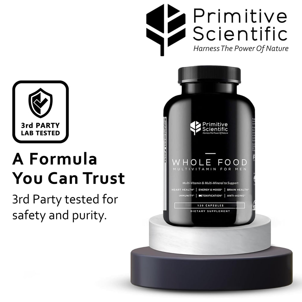 Primitive Scientific Whole Food Natural Multivitamin and Mineral Capsules for Men - All-Day Energy, Inner Zen, and Stronger You (120 Capsules) - TrustMedUSA