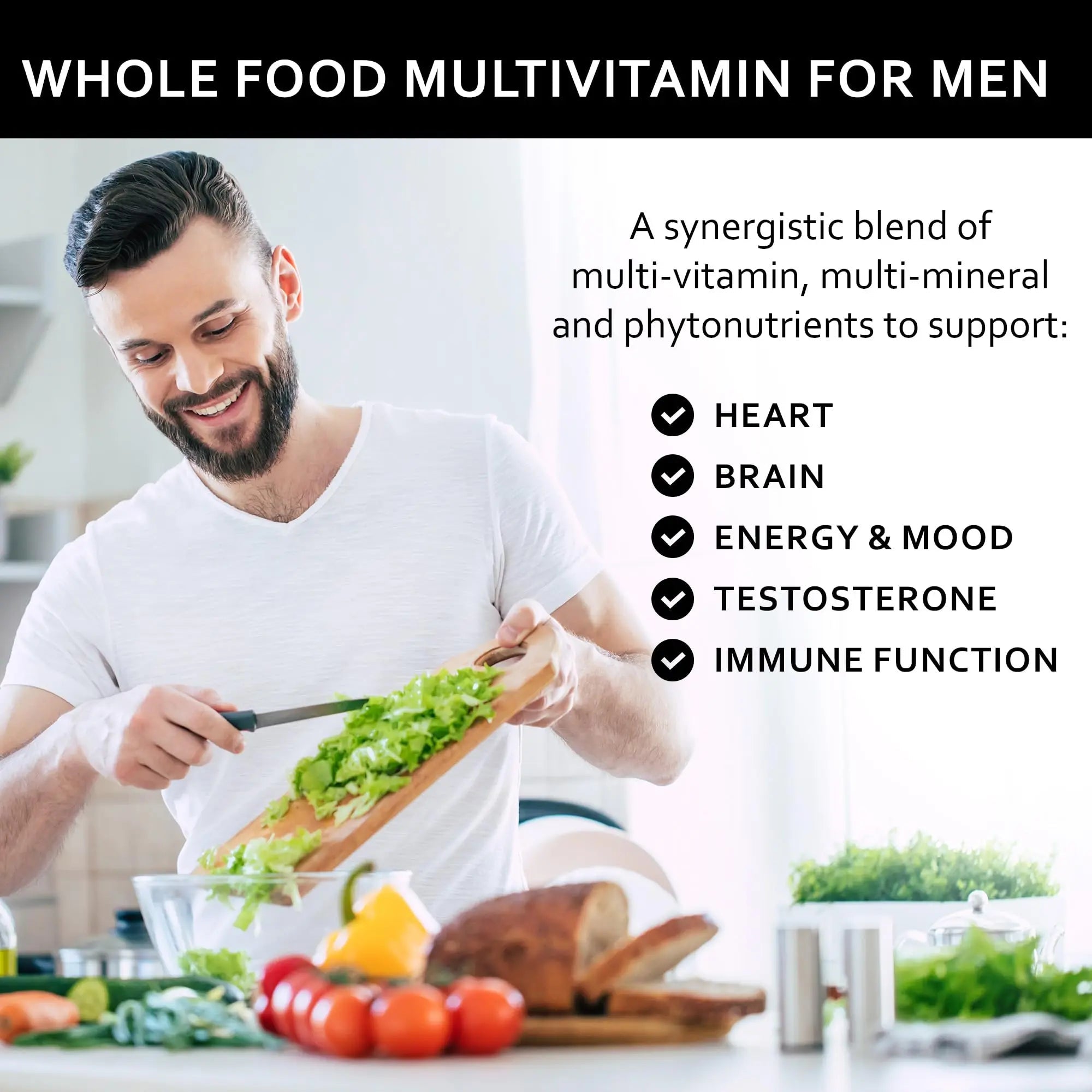 Primitive Scientific Whole Food Natural Multivitamin and Mineral Capsules for Men - All-Day Energy, Inner Zen, and Stronger You (120 Capsules) - TrustMedUSA