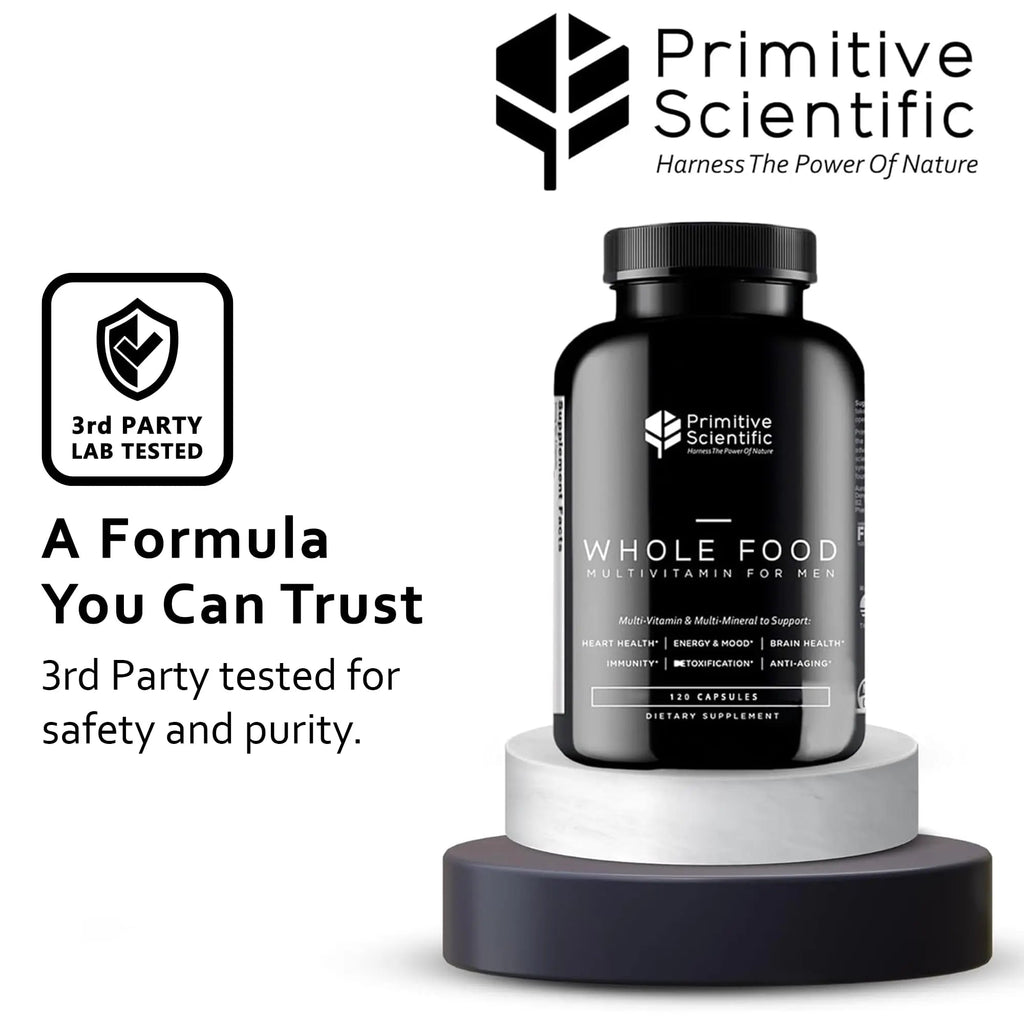 Primitive Scientific Whole Food Natural Multivitamin and Mineral Capsules for Men - All-Day Energy, Inner Zen, and Stronger You (120 Capsules) - TrustMedUSA