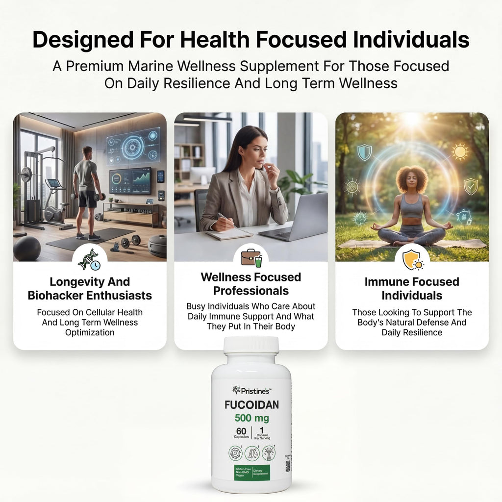 PRISTINE'S Fucoidan 500MG Immunity Supplement Capsules - 60 Day Supply - Brown Seaweed Extract - Potent Herbal Antioxidant Lung Health & Skin Health Support - TrustMedUSA