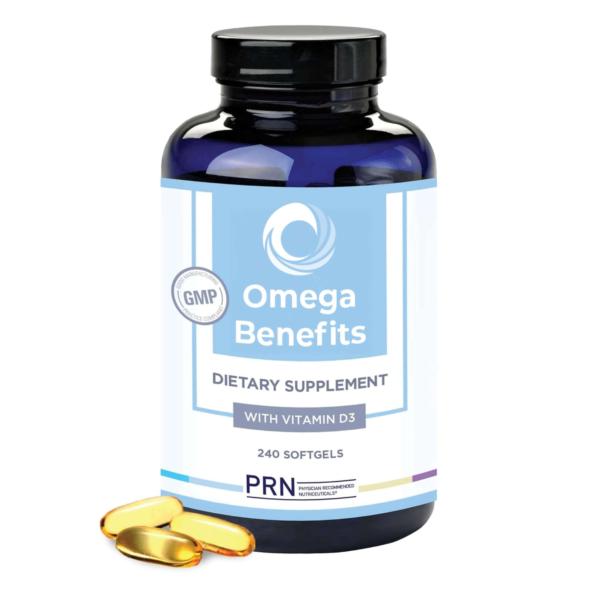 PRN Omega 3 Supplement - 240 Softgels, 60-Day Supply - Fish Oil Omega 3 Supplements with 1680 mg EPA & 560 mg DHA - rTG Omega-3 + Vitamin D for Skin, Joint, Brain, Eye & Heart Health - Maple Wellness Supplements