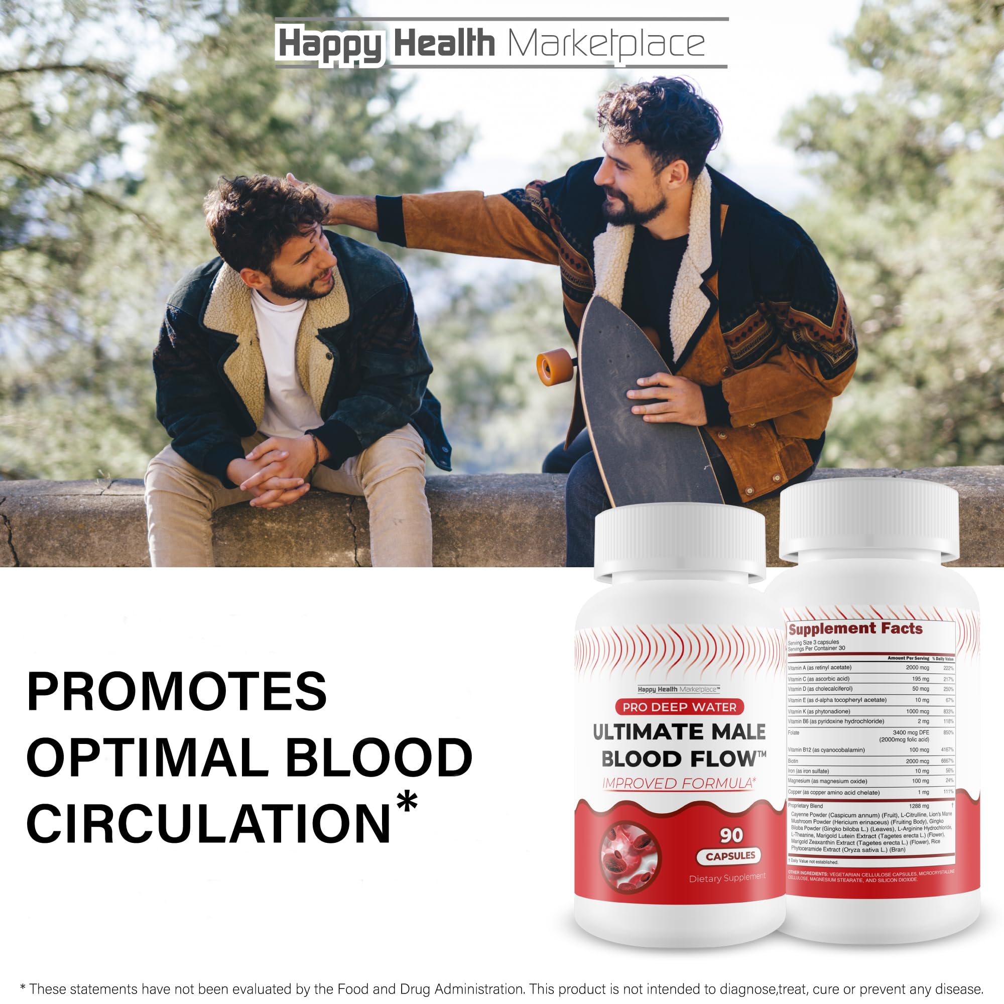 Pro Deep Water Ultimate Male Blood Flow - Improved Formula - Our Best Improved Blood Flow Supplement for Men - Advanced Blood Flow Support for Men - Our Best Circulation Supplement Alpha Boost Pills - TrustMedUSA