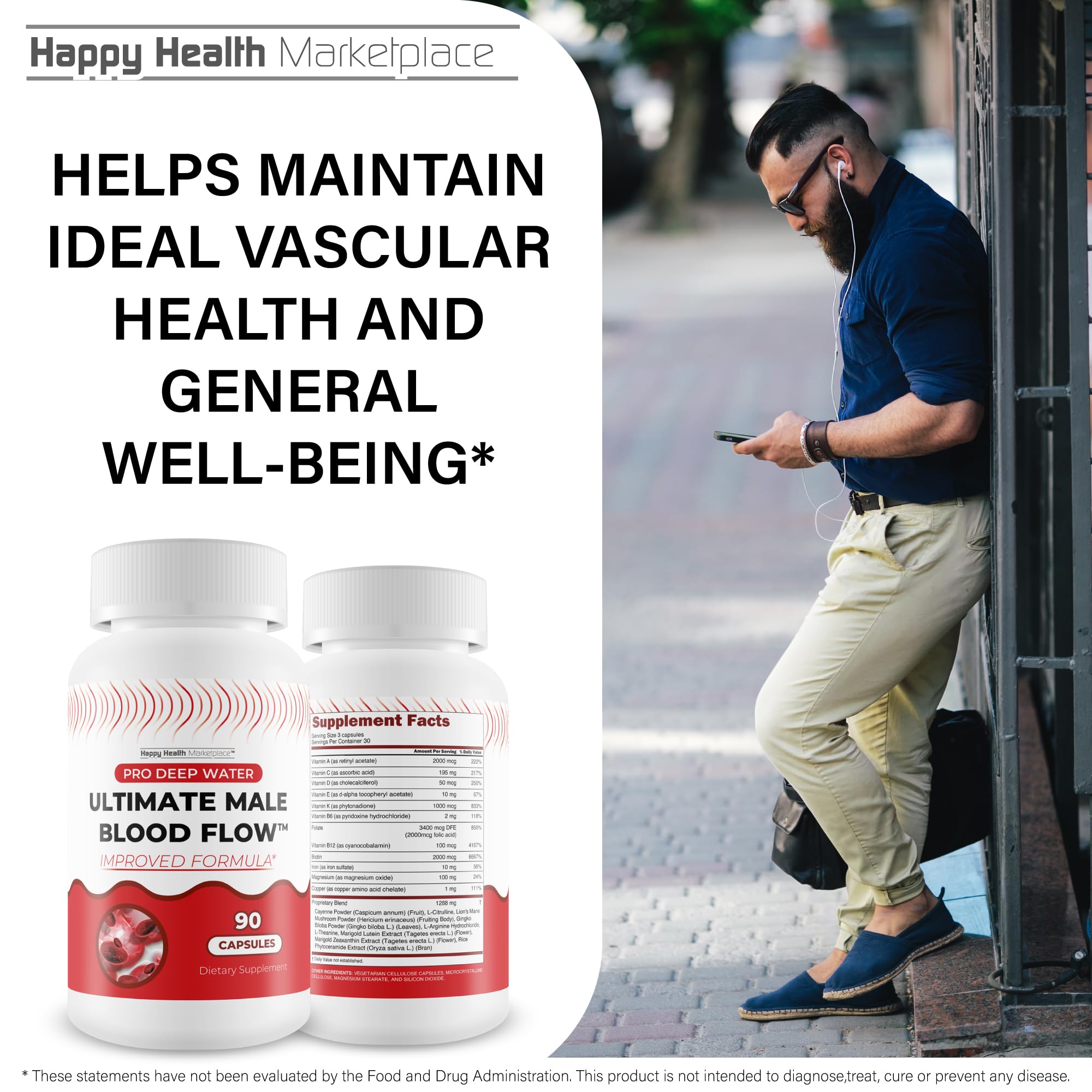 Pro Deep Water Ultimate Male Blood Flow - Improved Formula - Our Best Improved Blood Flow Supplement for Men - Advanced Blood Flow Support for Men - Our Best Circulation Supplement Alpha Boost Pills - TrustMedUSA