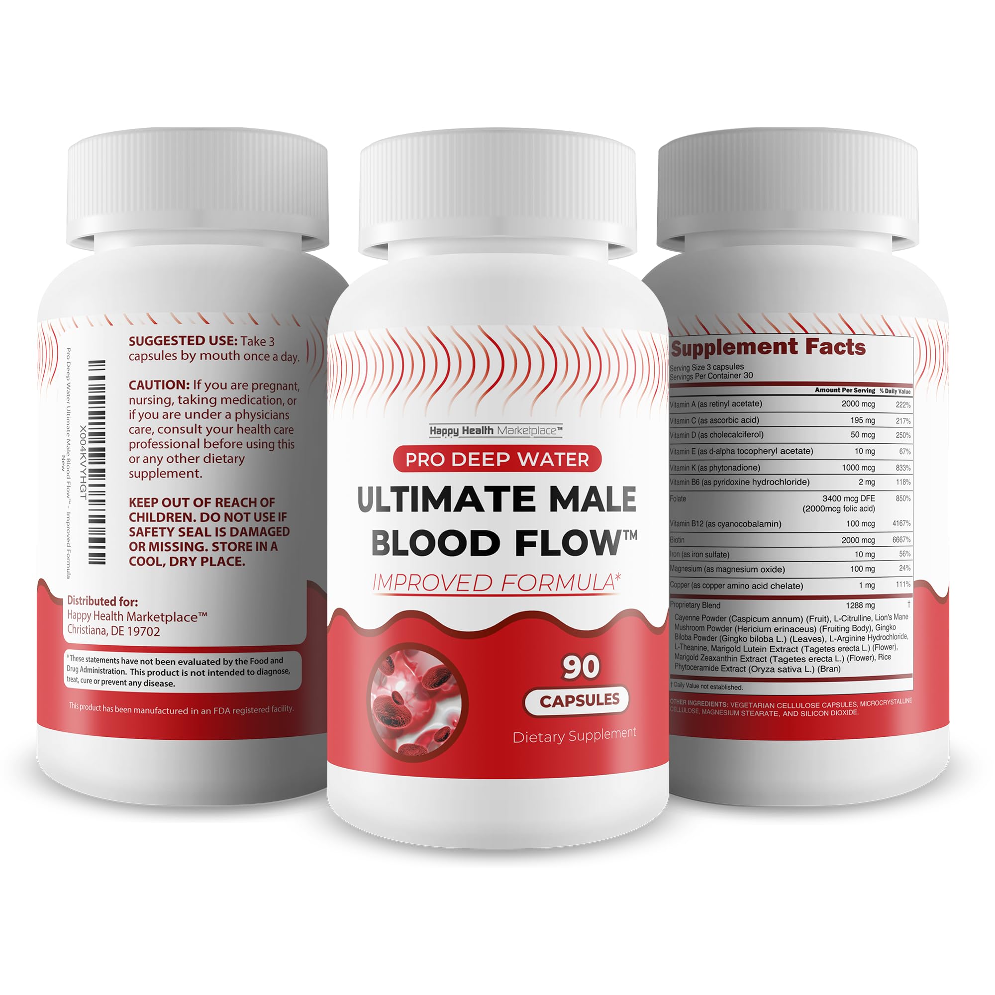 Pro Deep Water Ultimate Male Blood Flow - Improved Formula - Our Best Improved Blood Flow Supplement for Men - Advanced Blood Flow Support for Men - Our Best Circulation Supplement Alpha Boost Pills - TrustMedUSA