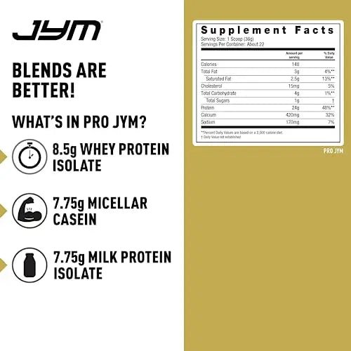 Pro Jym Protein Powder - Egg White, Milk, Whey protein isolates & Micellar Casein - TrustMedUSA