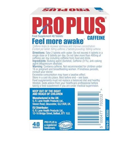 PRO PLUS 48 tablets - Caffeine Tablets - Sugar Free - TrustMedUSA