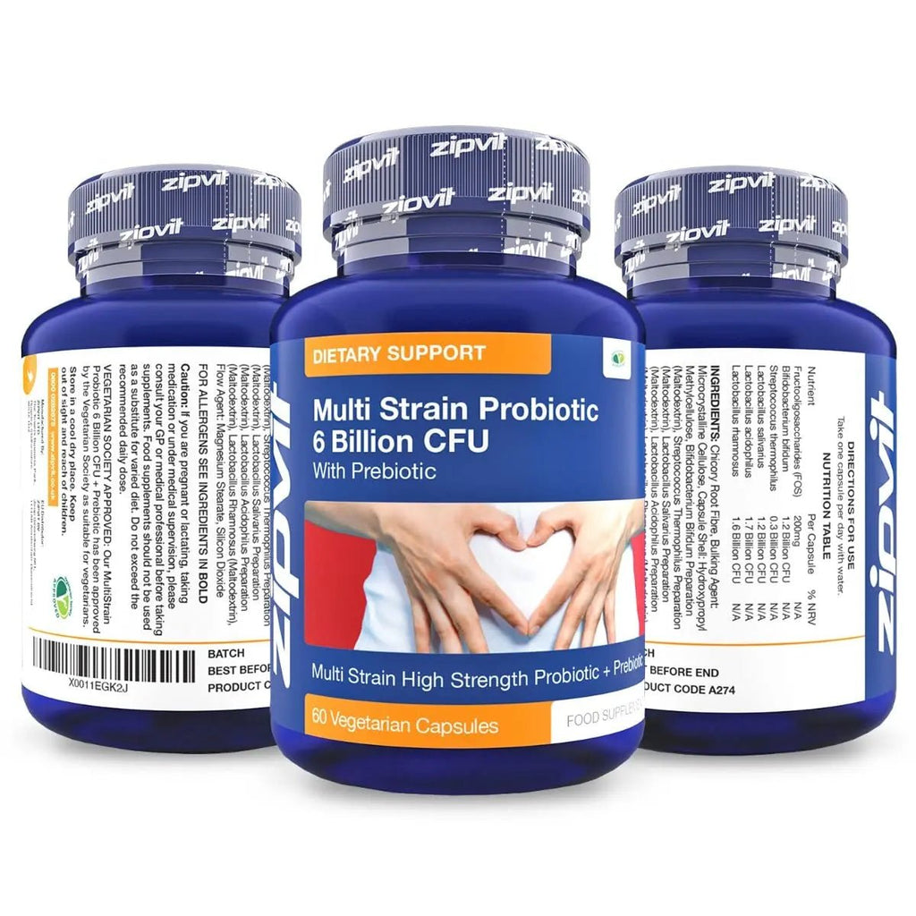 Probiotic 6 Billion Multi-Strain Live Bio Cultures Complex with Prebiotic, 60 Vegetarian - TrustMedUSA