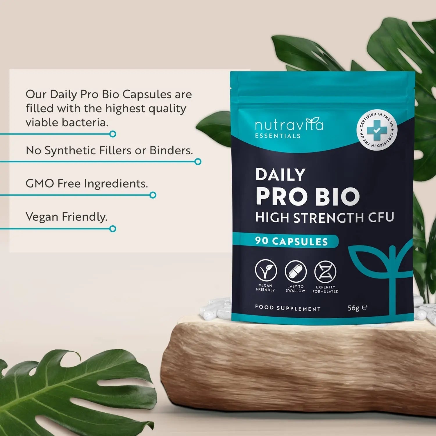 Probiotics for Gut Health - 90 Vegan Capsules (Not Tablets) for Bloating Relief - TrustMedUSA