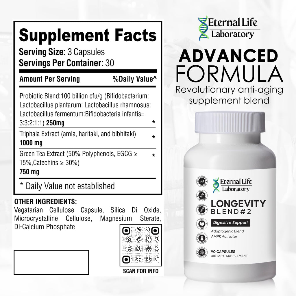 Probiotics for Women and Men, Daily Probiotic Supplement Probiotics and Triphala, Green Tea Extract - Anti-Aging Gut Health Optimizer - Intestinal, Colon & Digestive Health - 90 Capsules - TrustMedUSA
