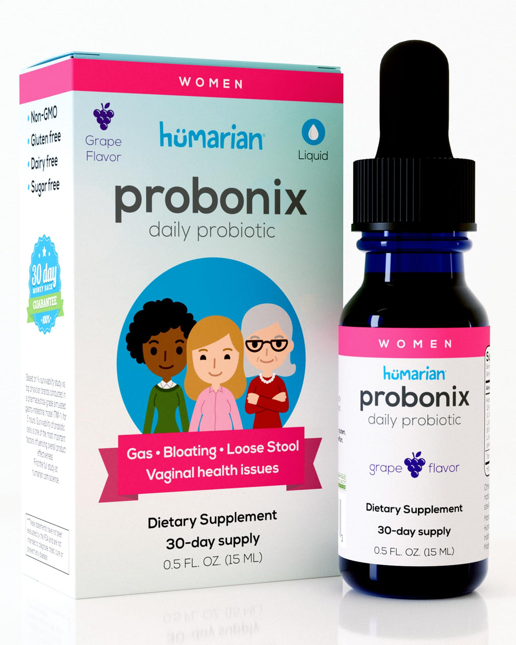 Probonix Humarian Liquid Probiotics for Women - 12-Strain Probiotic Drops to Fortify Women’s Gut Health, Vaginal Health, Immunity and Overall Wellness - TrustMedUSA