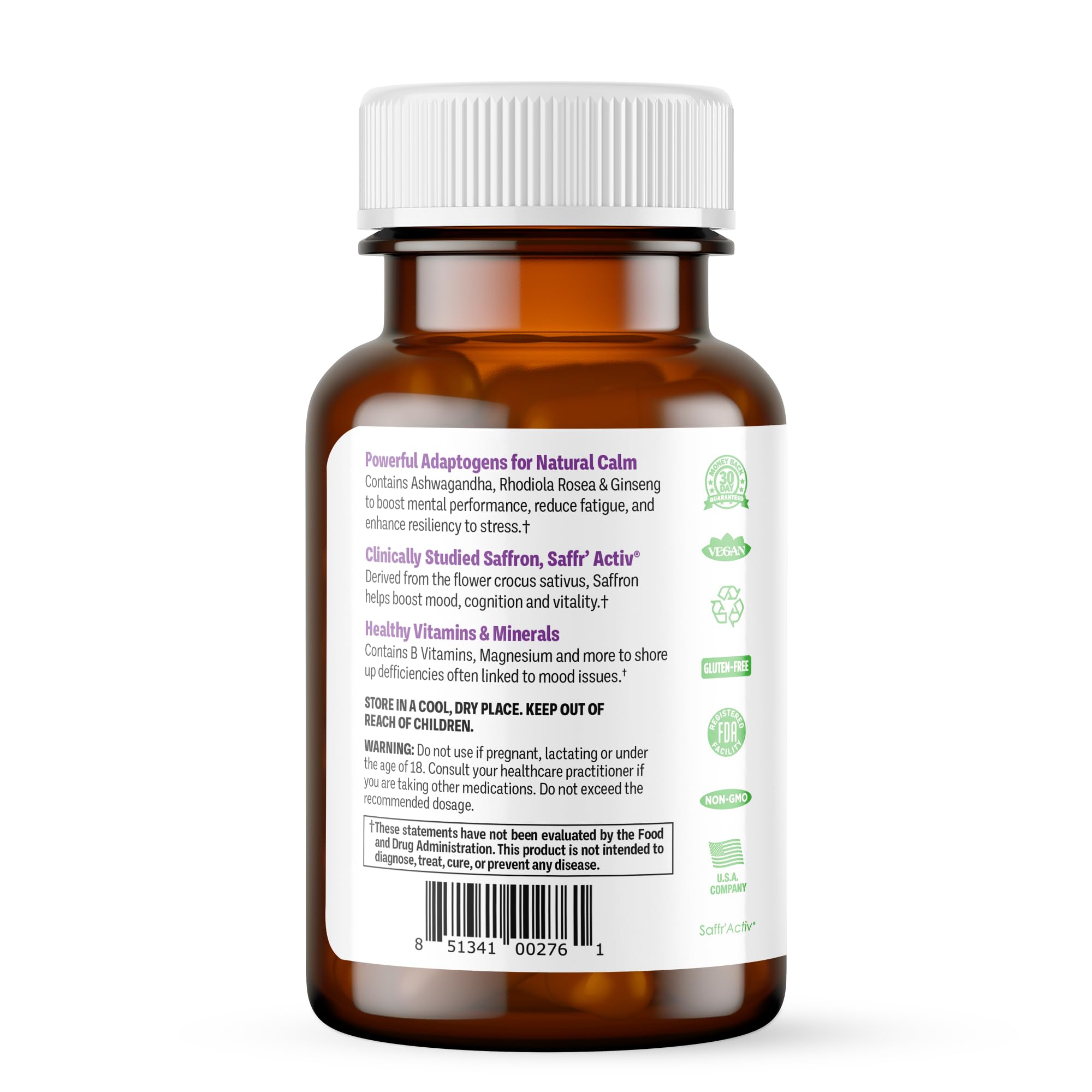 Procera Mood Support - Boost Mental Performance - Clarity - Mood Stability - Stress - Anxiousness - Mental Fatigue - Adaptogens - Saffron - Magnesium - Ashwagandha - Rhodiola - 60 Count - TrustMedUSA