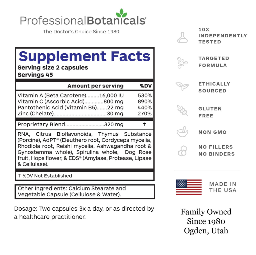 Professional Botanicals - Vegan Formulated Co-Resists - Synergistic Blend of Herbs and Powerful Nutrients that Supports the Immune System - 90 Vegetarian Capsules - TrustMedUSA