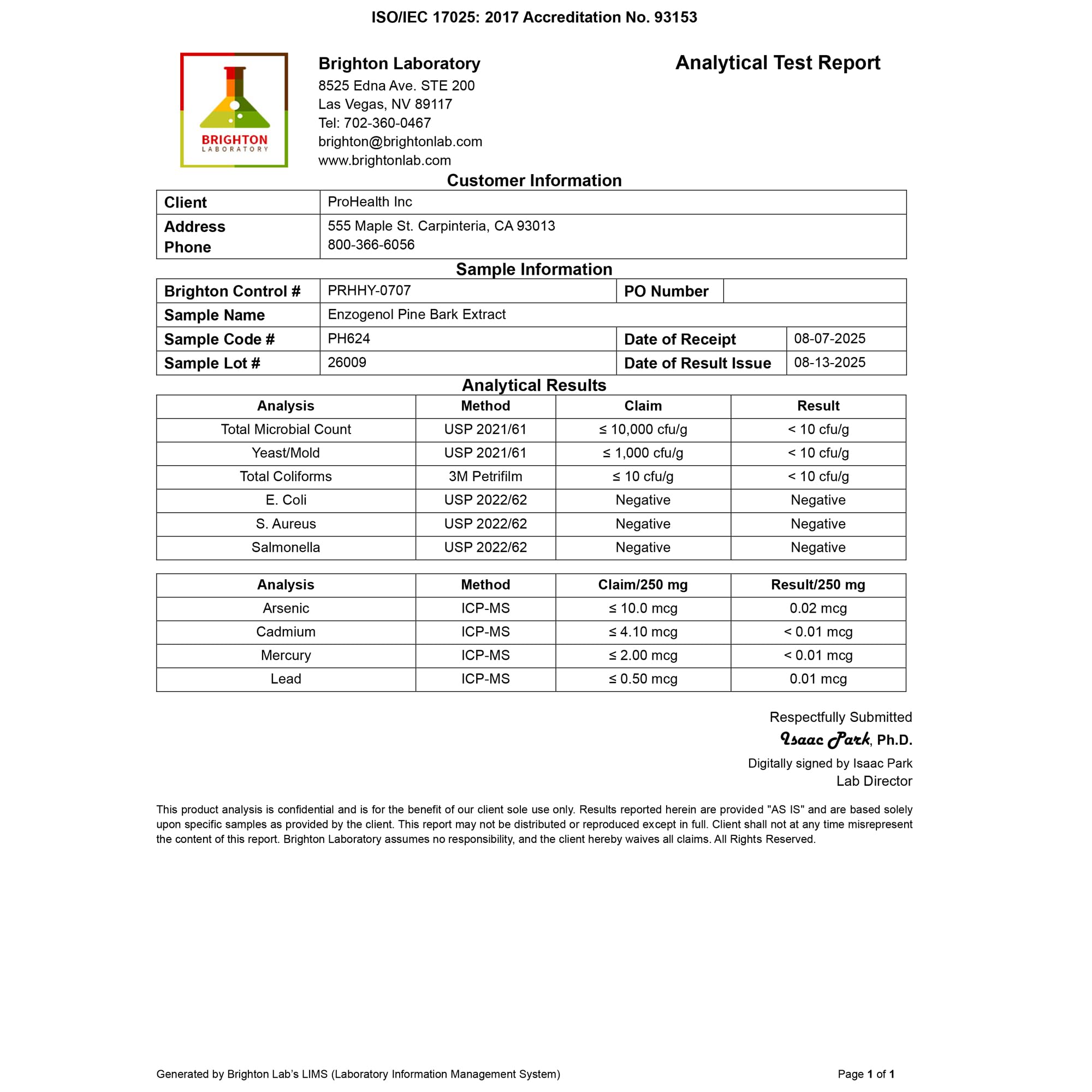 ProHealth Enzogenol Pine Bark Extract | 60 Capsules | New Zealand Sourced Antioxidant Support | Triple 3rd Party Tested, GMP Manufactured in The USA - TrustMedUSA