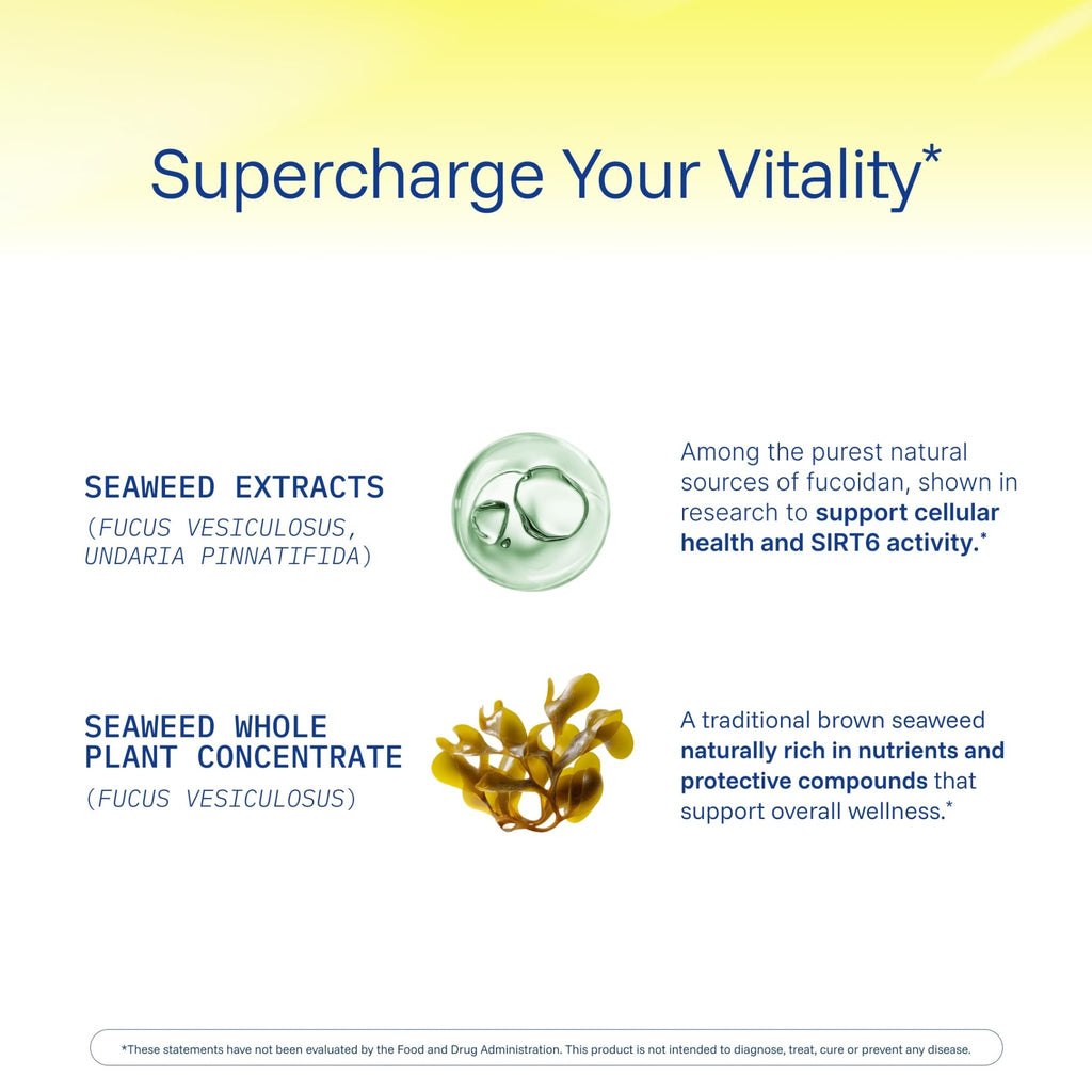 ProHealth Sirtuin 6 Activator | 60 Capsules | Fucoidan-Rich Seaweed Extract to Activate SIRT6 for Longevity, DNA & Cellular Support | Triple Lab-Tested, GMP-Manufactured in USA - TrustMedUSA
