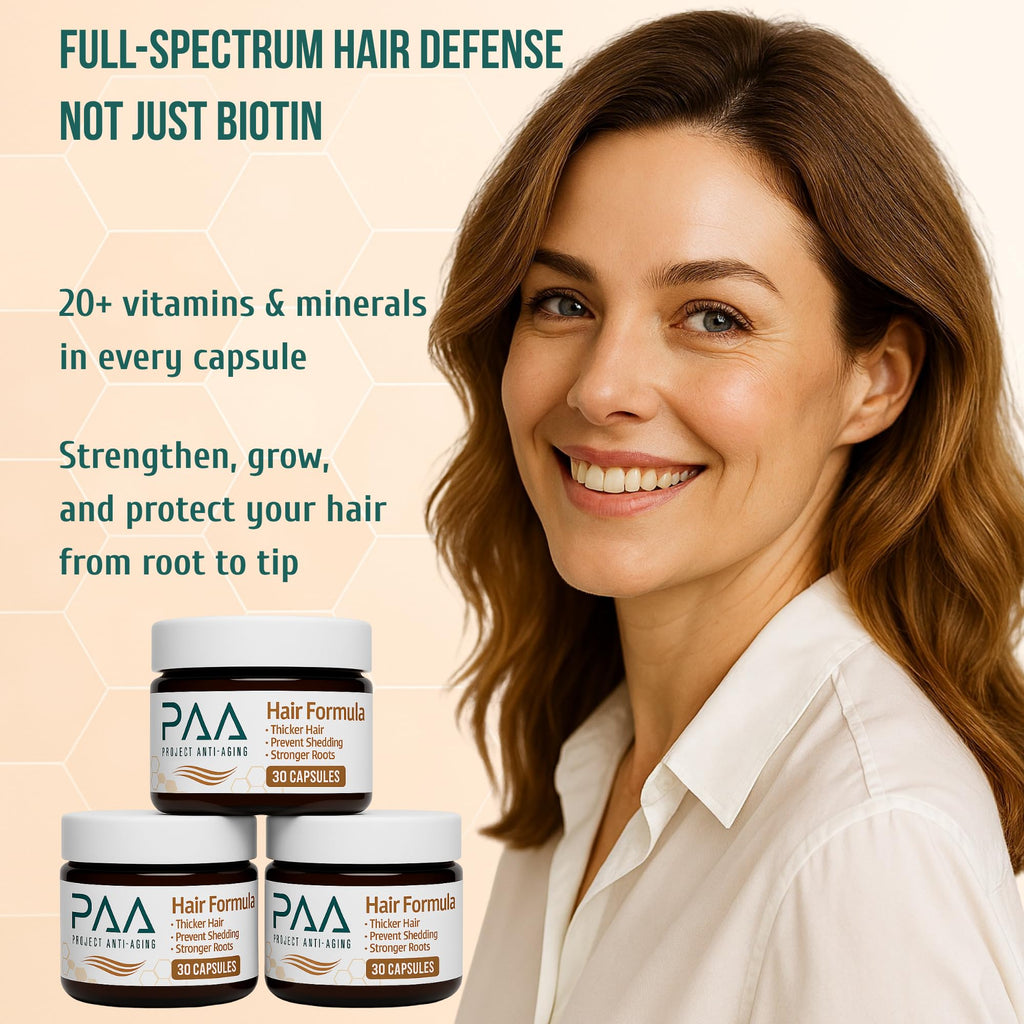 Project Anti-Aging Menopause Hair Don’t Care – Hair Growth Vitamins for Women 40+ to Support Thinning, Volume, Skin & Nails – Nutrient-Rich Supplement for Stronger, Fuller – Visible Results - TrustMedUSA