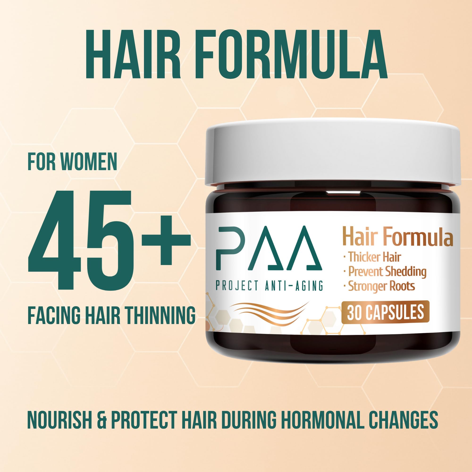 Project Anti-Aging Menopause Hair Don’t Care – Hair Growth Vitamins for Women 40+ to Support Thinning, Volume, Skin & Nails – Nutrient-Rich Supplement for Stronger, Fuller – Visible Results - TrustMedUSA