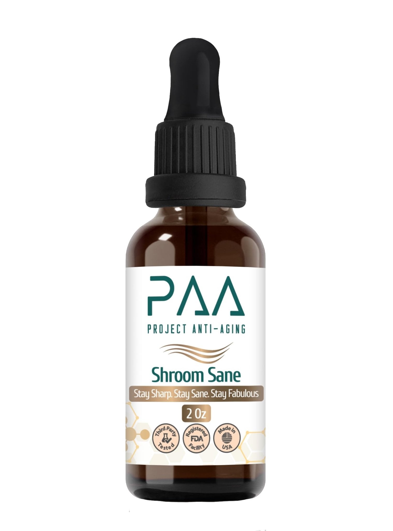 Project Anti-Aging Shroom Sane Liquid Drops with Lion’s Mane Mushroom Supplement Drops – 8 Mushroom Complex Tincture with Reishi, Cordyceps, Turkey Tail & Magnesium – USDA Organic, Vegan, - TrustMedUSA