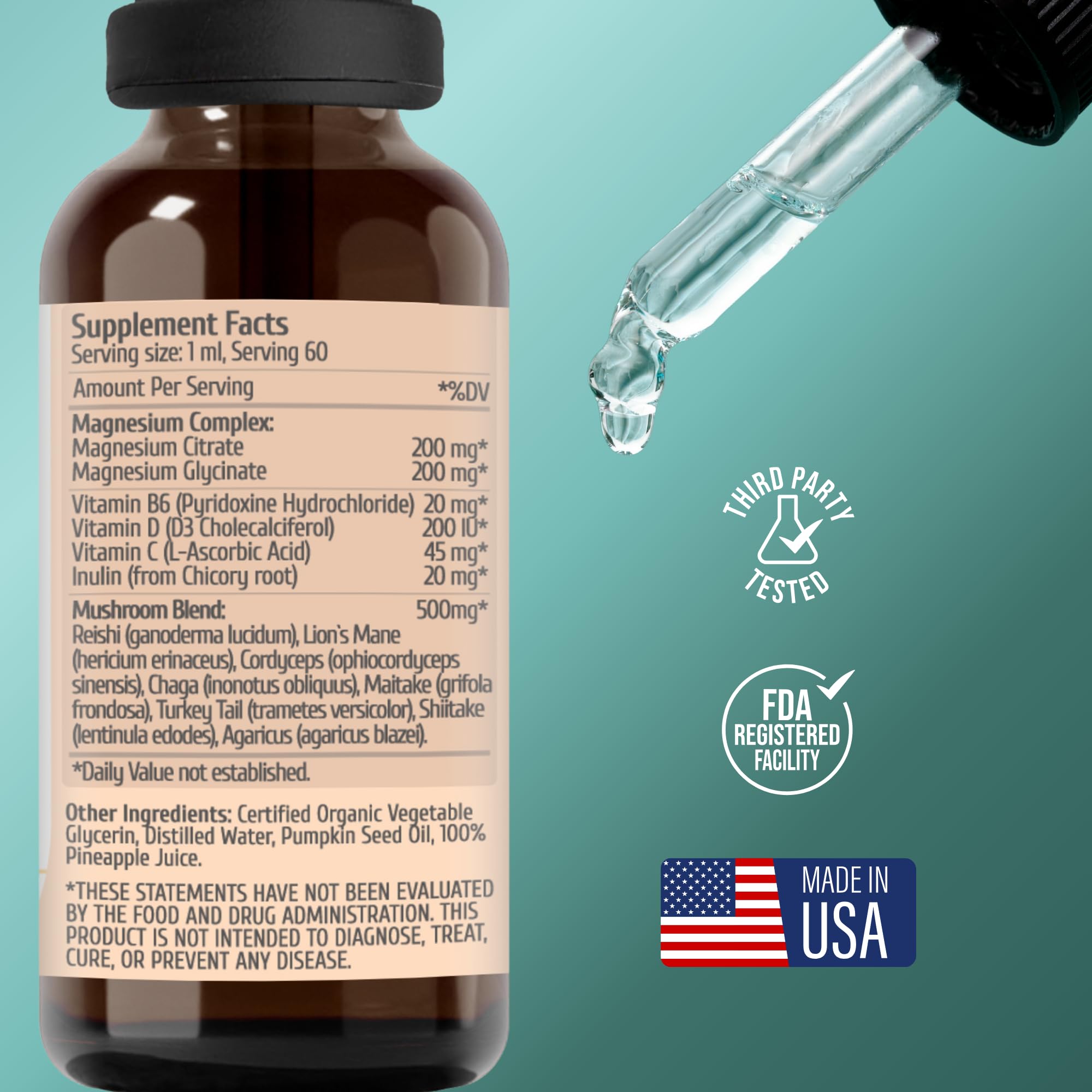 Project Anti-Aging Shroom Sane Liquid Drops with Lion’s Mane Mushroom Supplement Drops – 8 Mushroom Complex Tincture with Reishi, Cordyceps, Turkey Tail & Magnesium – USDA Organic, Vegan, - TrustMedUSA