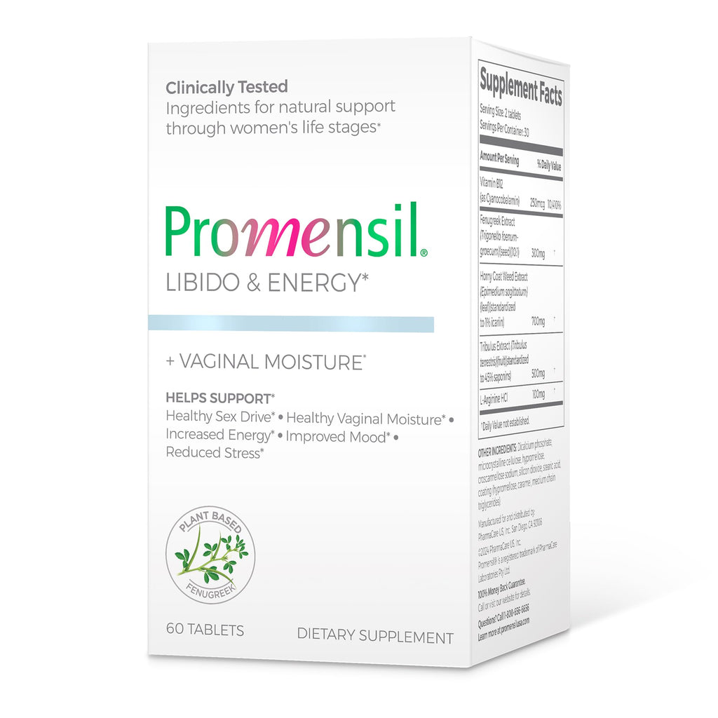 Promensil Libido & Energy - Libido Booster for Women, Sexual Health Support for Women with Low Estrogen, Fenugreek, Horny Goat Weed & Vitamins for Menopause, Clinically Proven - 30 Day Supply - TrustMedUSA
