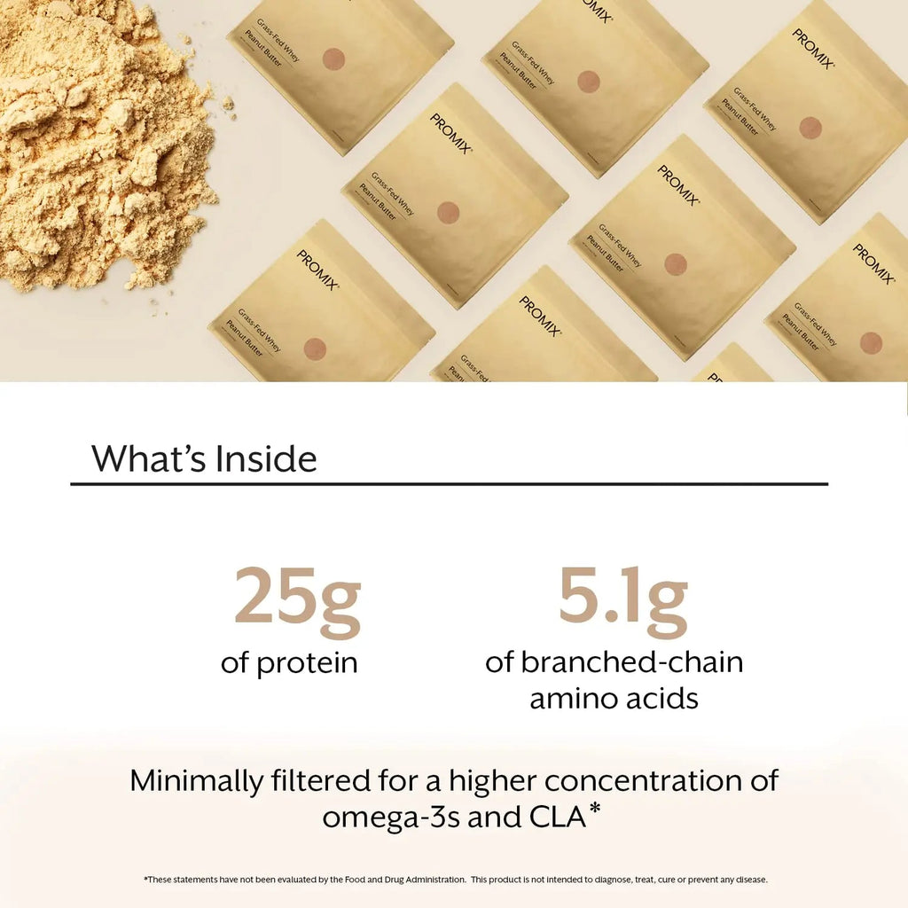 Promix Whey Protein Powder, Peanut Butter - 2.5lb Bulk - Grass-Fed & 100% All Natural - TrustMedUSA