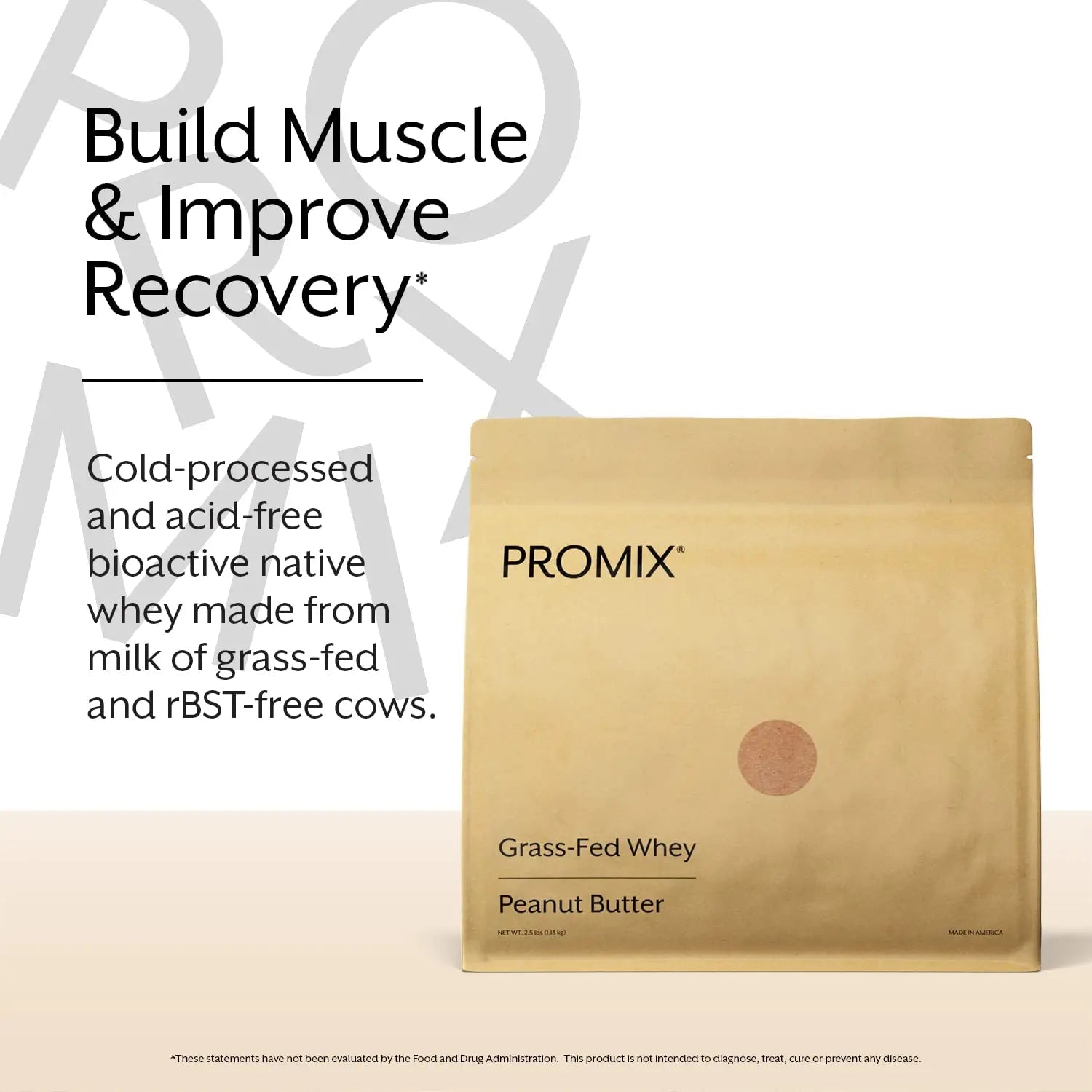 Promix Whey Protein Powder, Peanut Butter - 2.5lb Bulk - Grass-Fed & 100% All Natural - TrustMedUSA