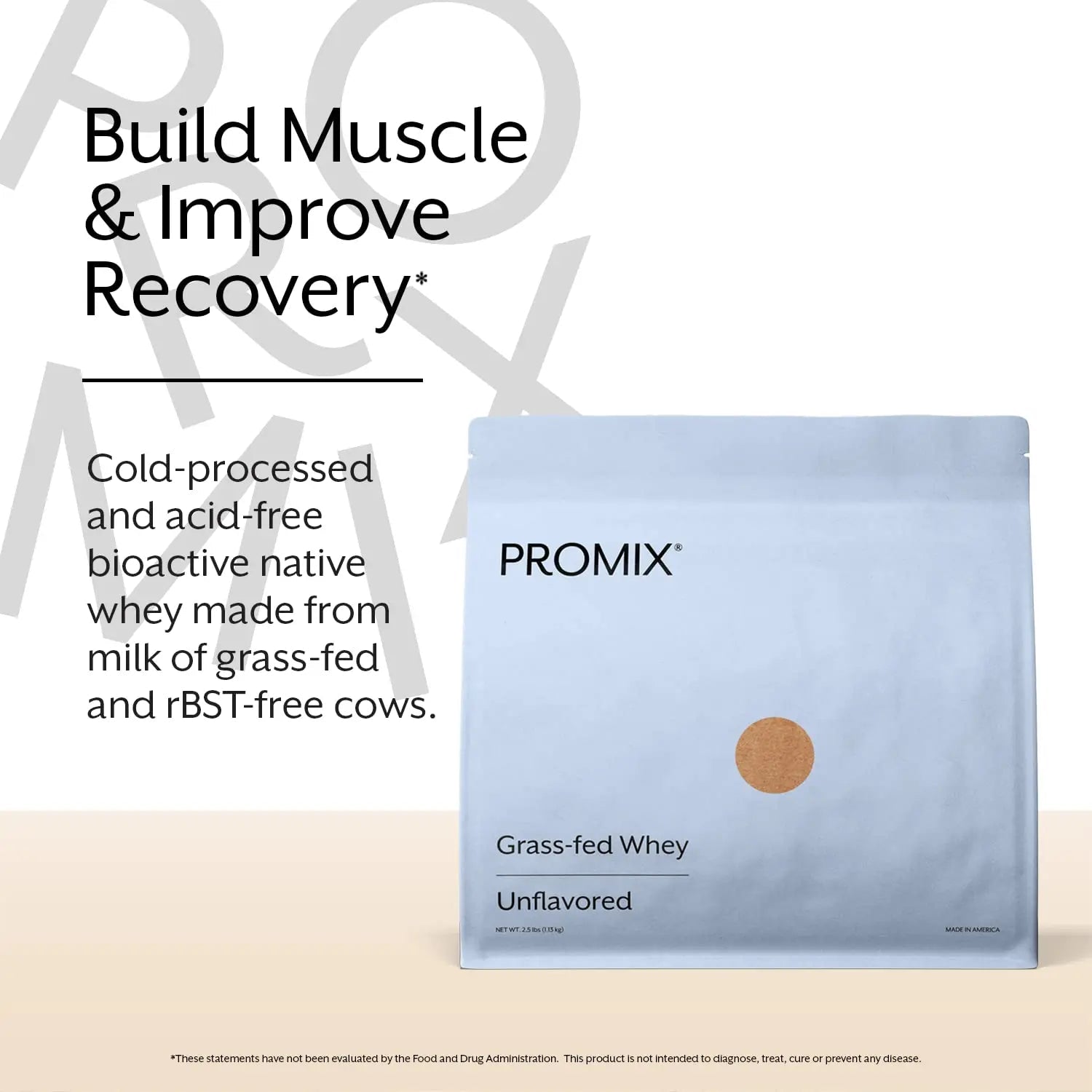 Promix Whey Protein Powder, Unflavored - 2.5lb Bulk - Grass-Fed & 100% All Natural - TrustMedUSA