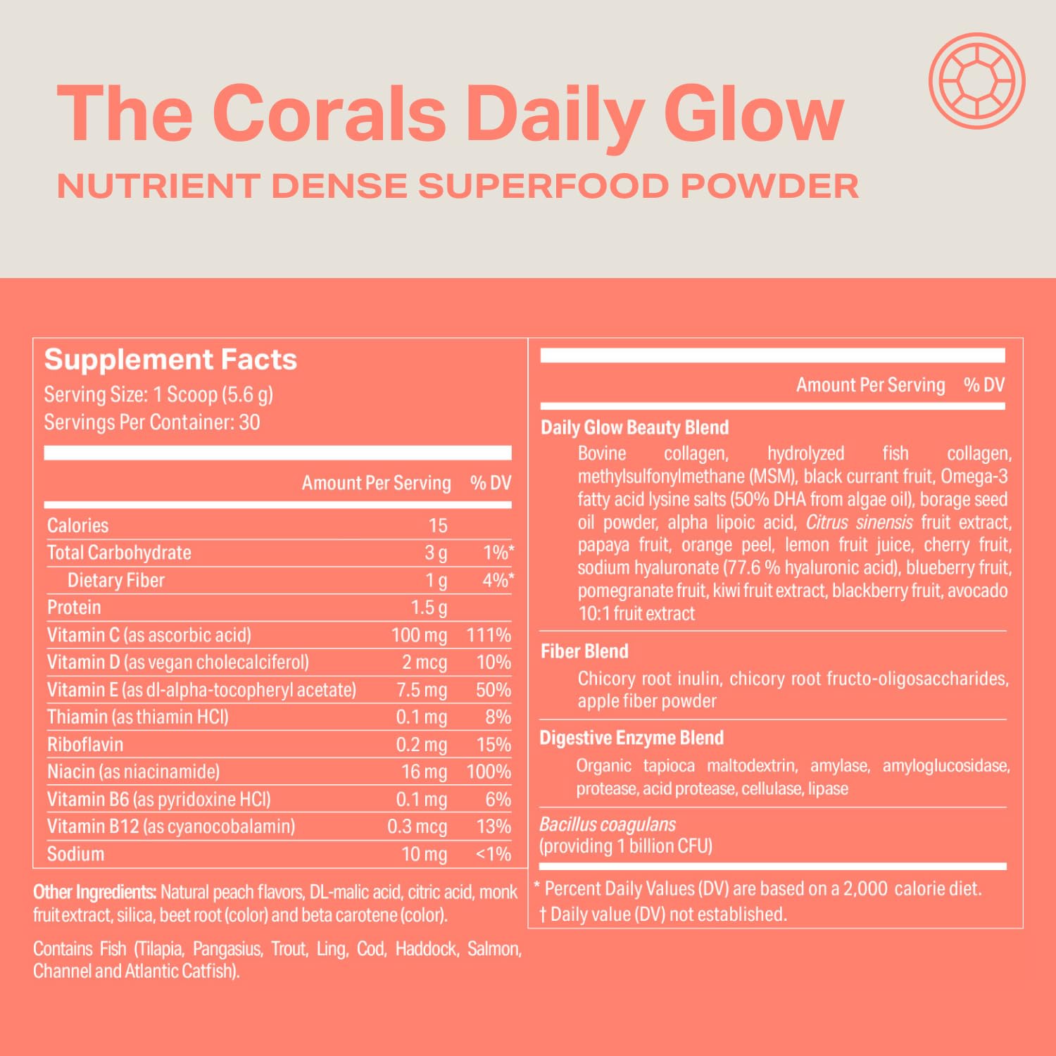 Proper, The Corals Daily Glow Beauty Blend - Nutrient Dense Superfood Powder with Collagen Peptides, Hyaluronic Acid Powder, Vitamin C, and MSM. Hair, Skin, Nail Vitamin Supplement for Women & Men - TrustMedUSA