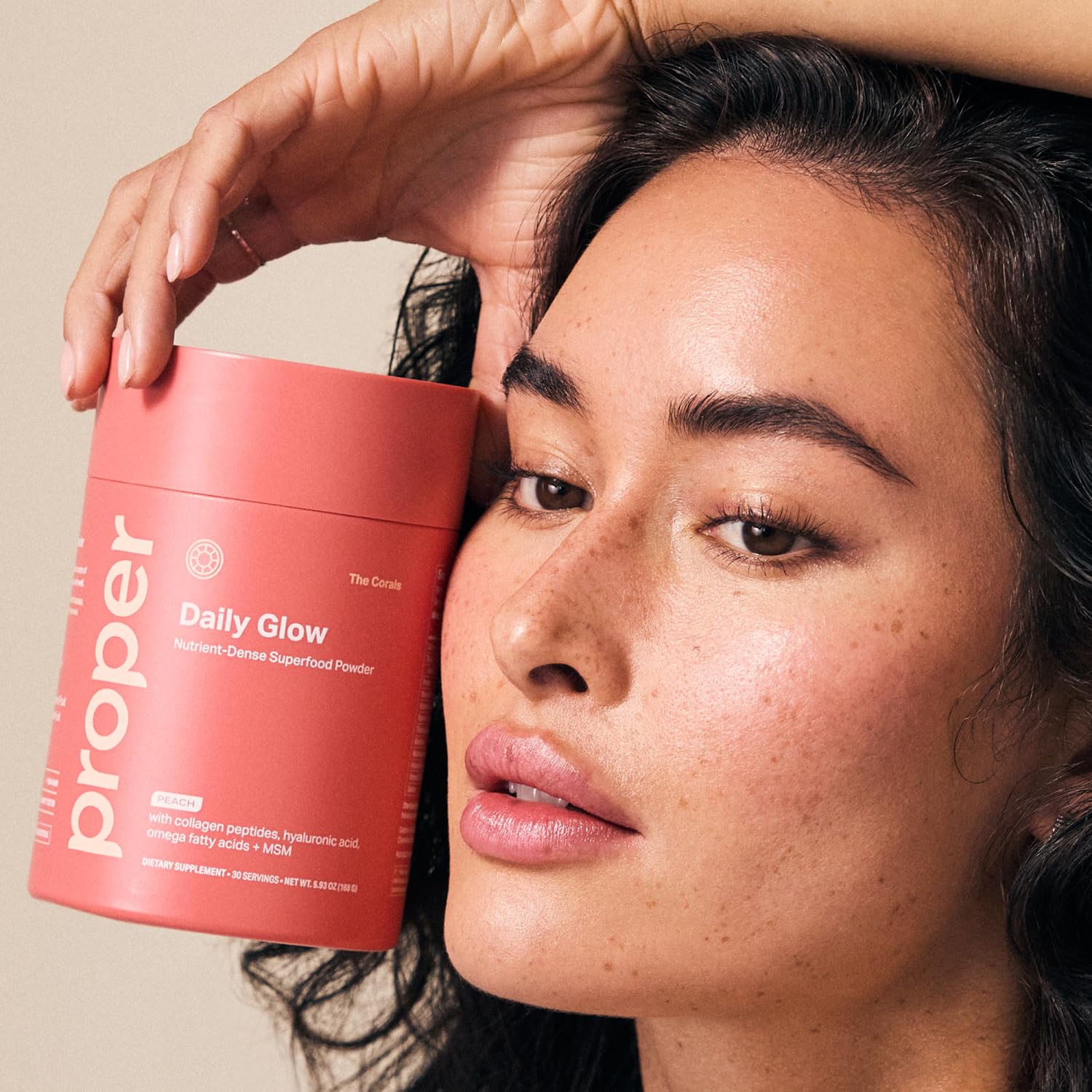 Proper, The Corals Daily Glow Beauty Blend - Nutrient Dense Superfood Powder with Collagen Peptides, Hyaluronic Acid Powder, Vitamin C, and MSM. Hair, Skin, Nail Vitamin Supplement for Women & Men - TrustMedUSA