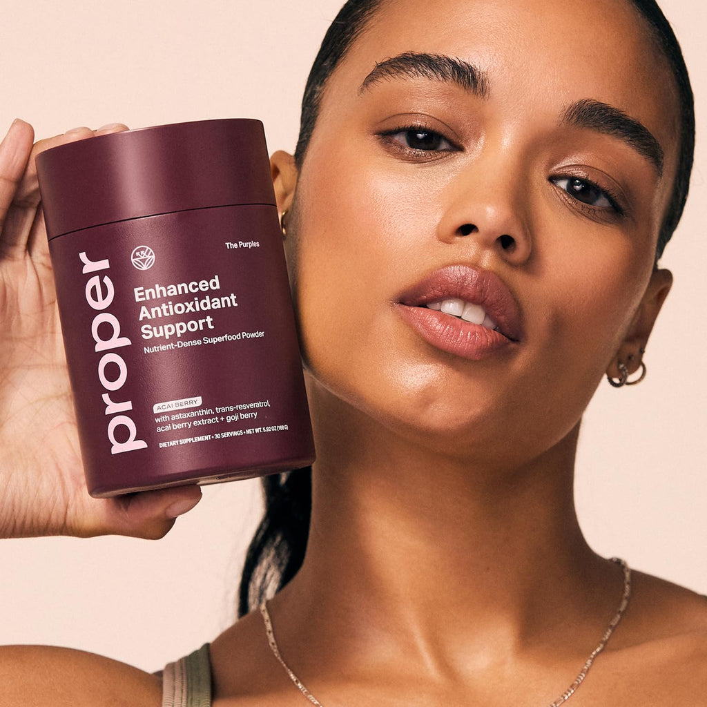 Proper, The Purples Nutrient-Dense Superfood Powder - Antioxidant Supplement and Cellular Support – Acai, Amla, Blueberry, Vitamin C, B Vitamins & More - Enhanced with Prebiotic Fiber & Probiotics - TrustMedUSA