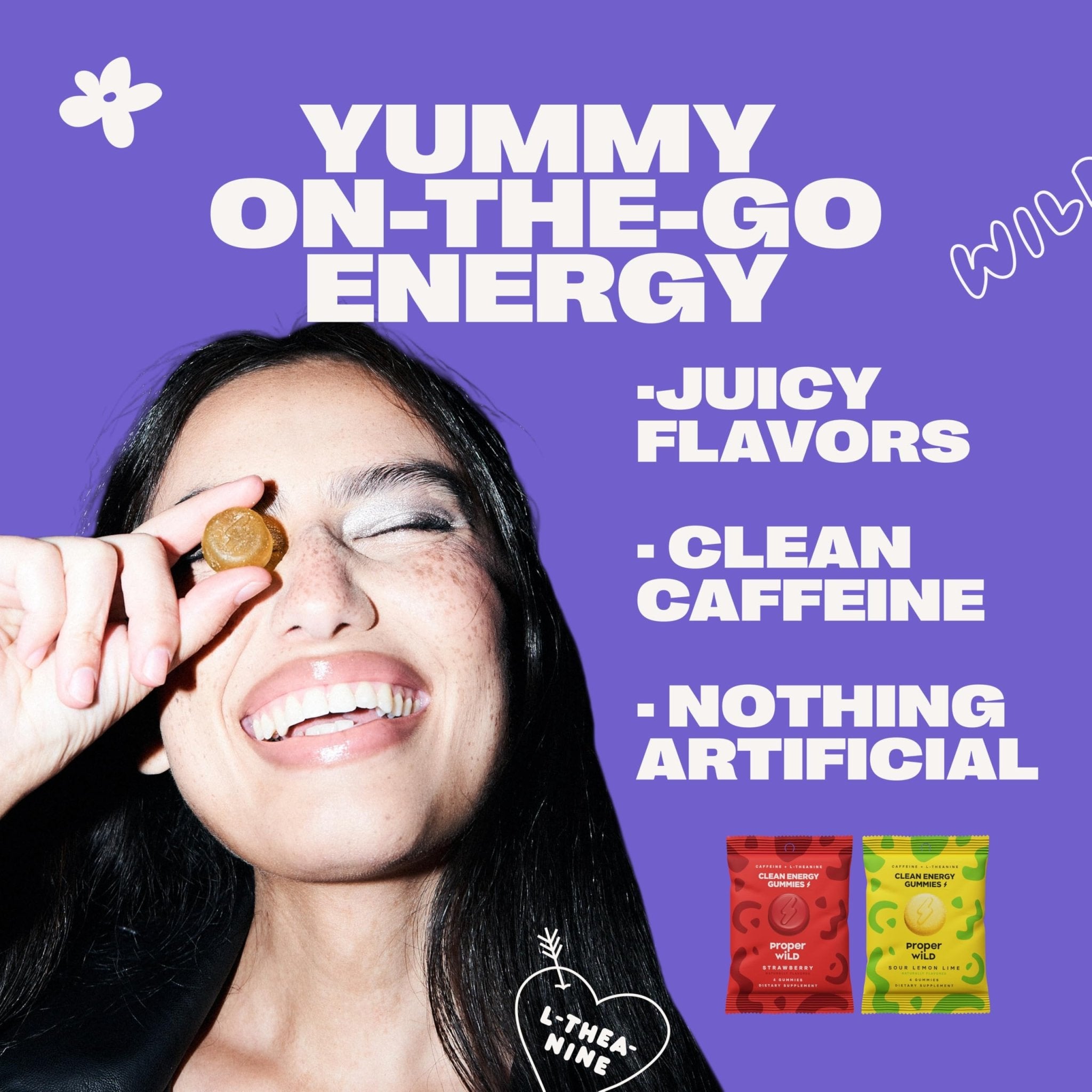 Proper Wild Energy Chews & Gummies for Focus & Clean Energy, Vegan with L-Theanine & Organic Caffeine, Plant-Based, Gluten-Free, Non-GMO, Strawberry (10-Pack) - TrustMedUSA