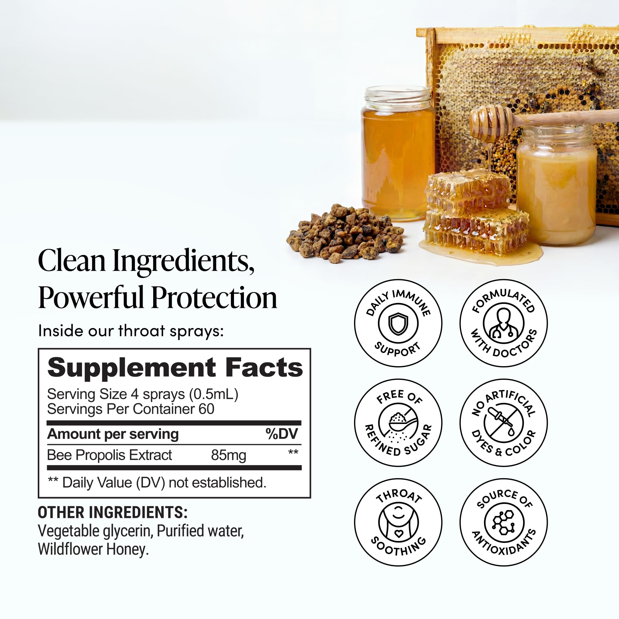 Propolis Throat Spray by Beekeeper's Naturals - 95% Bee Propolis Extract, Natural Immune Support & Sore Throat Relief - Antioxidants, Keto, Paleo, Gluten-Free (1.0 oz)(Pack of 1) - Maple Wellness Supplements