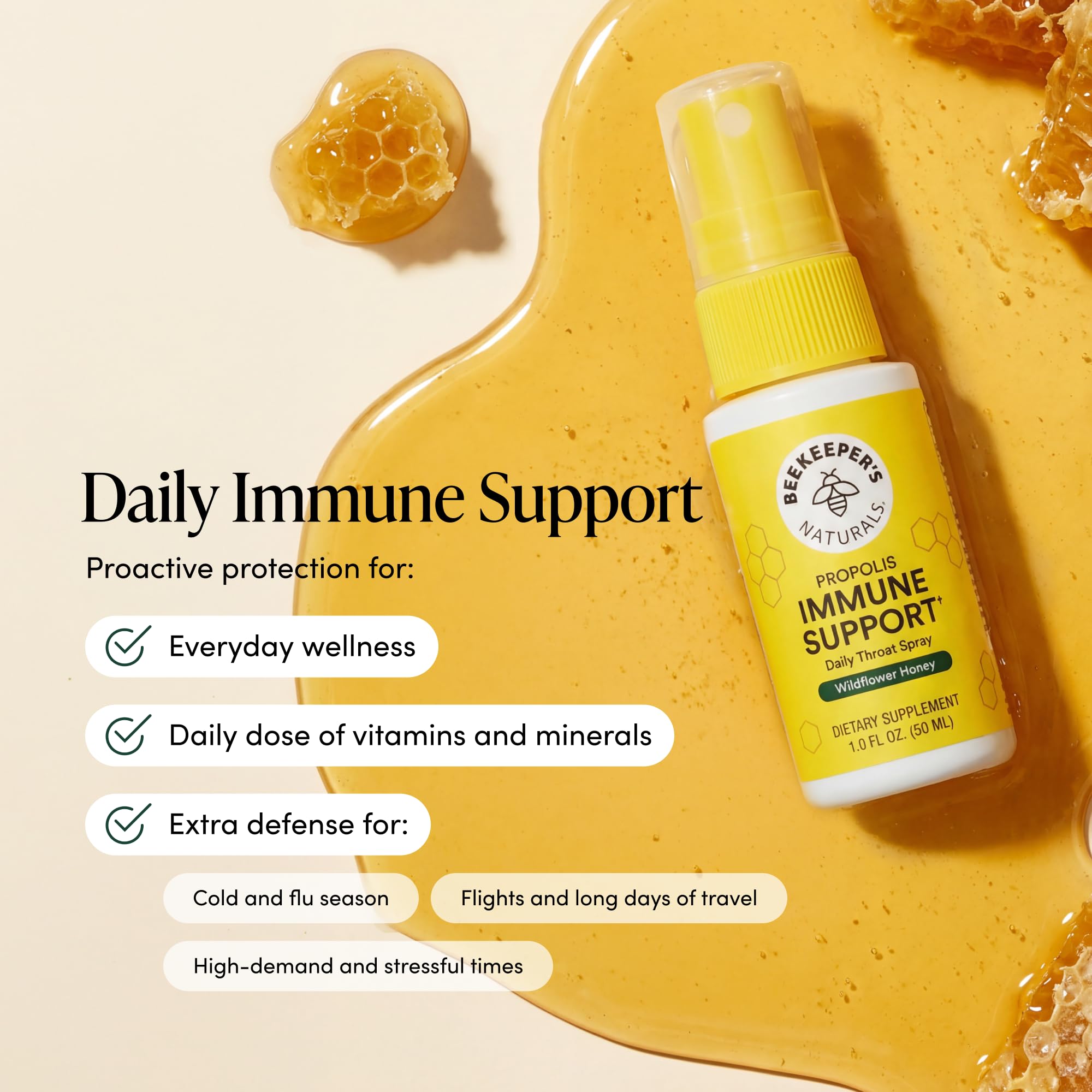 Propolis Throat Spray by Beekeeper's Naturals - 95% Bee Propolis Extract, Natural Immune Support & Sore Throat Relief - Antioxidants, Keto, Paleo, Gluten-Free (1.0 oz)(Pack of 1) - Maple Wellness Supplements