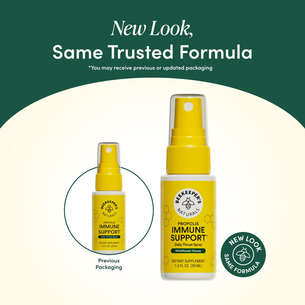 Propolis Throat Spray by Beekeeper's Naturals - 95% Bee Propolis Extract, Natural Immune Support & Sore Throat Relief - Antioxidants, Keto, Paleo, Gluten-Free (1.0 oz)(Pack of 1) - Maple Wellness Supplements