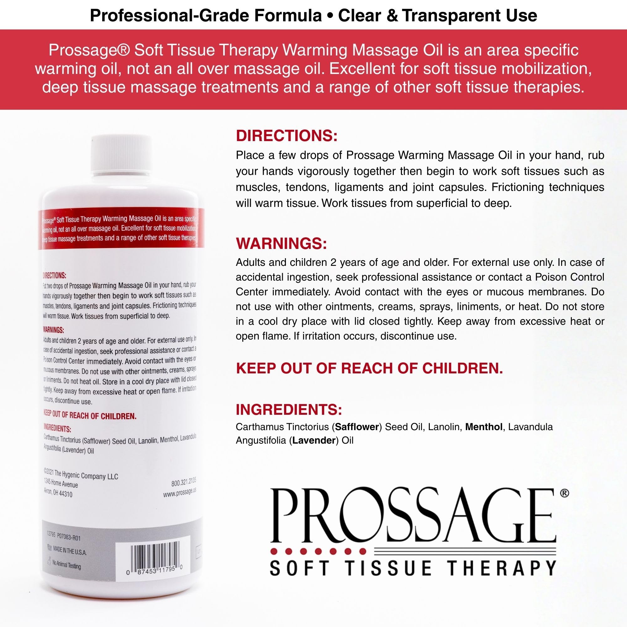Prossage Heat Warming Relief Massage Oil for Therapuetic Massages, Deep Tissue Massages, and Aromatherapy, Topical Reliever, 32 Ounce Bottle - TrustMedUSA