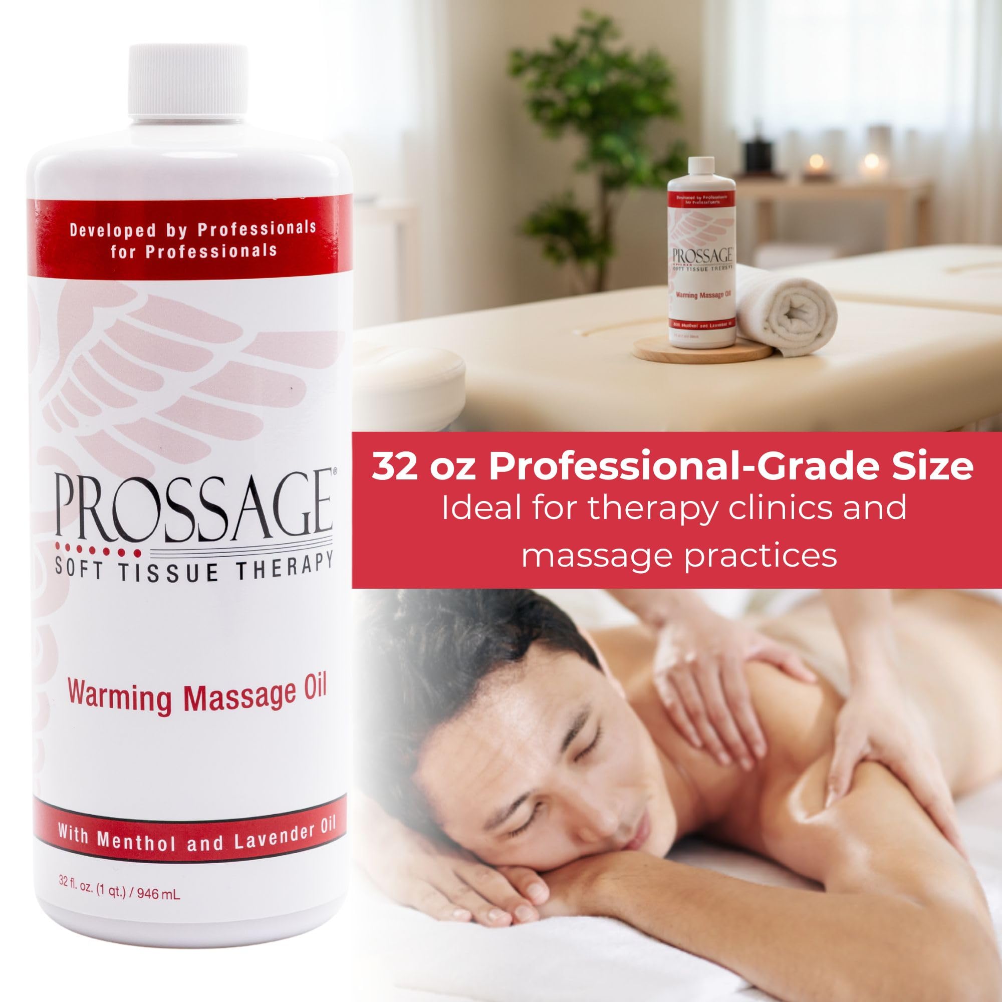 Prossage Heat Warming Relief Massage Oil for Therapuetic Massages, Deep Tissue Massages, and Aromatherapy, Topical Reliever, 32 Ounce Bottle - TrustMedUSA