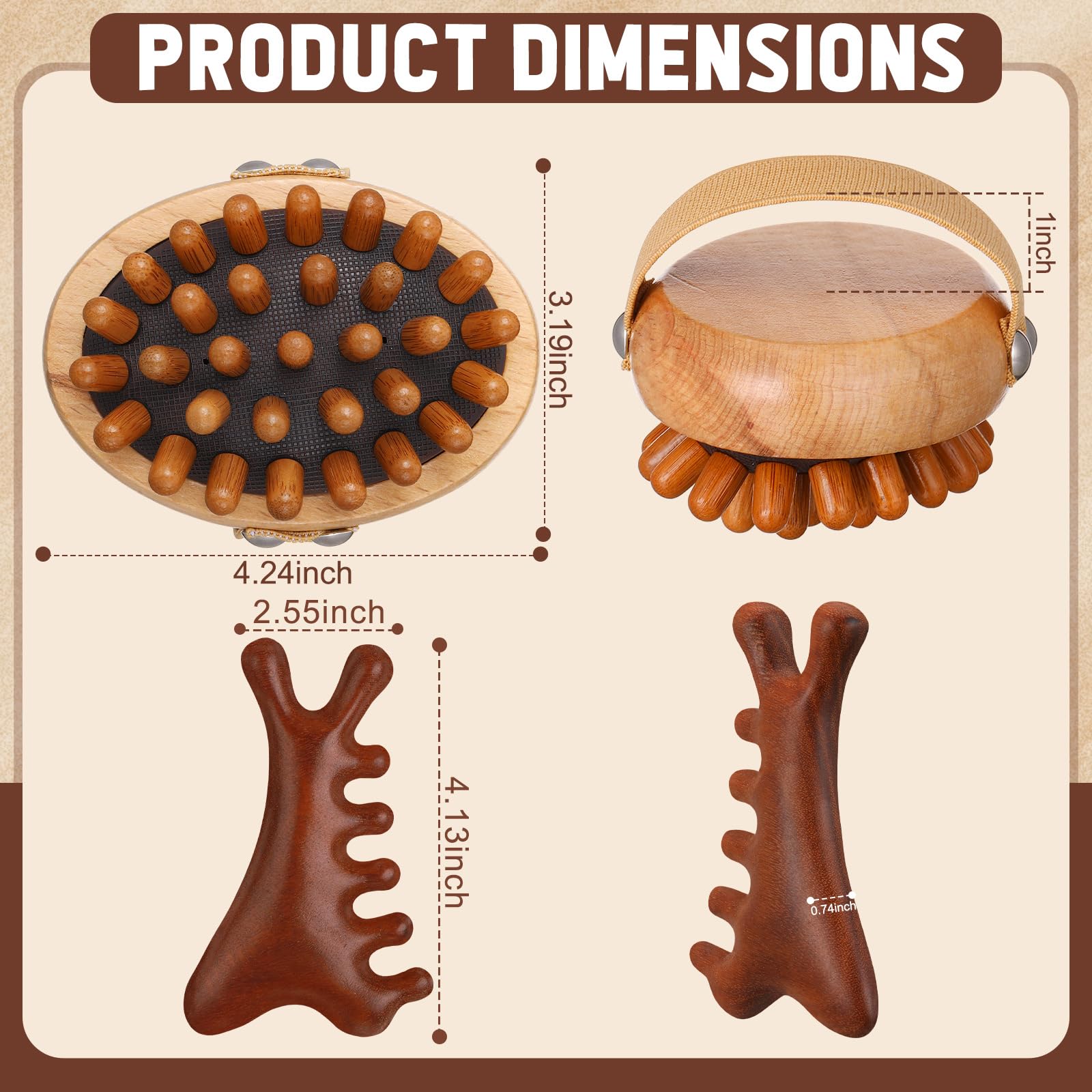 ProSuites Wooden Meridian Massage Body Brush for Cellulite Remover, Cellulite Lymphatic Drainage Massager for Body Shaping - Maple Wellness Supplements