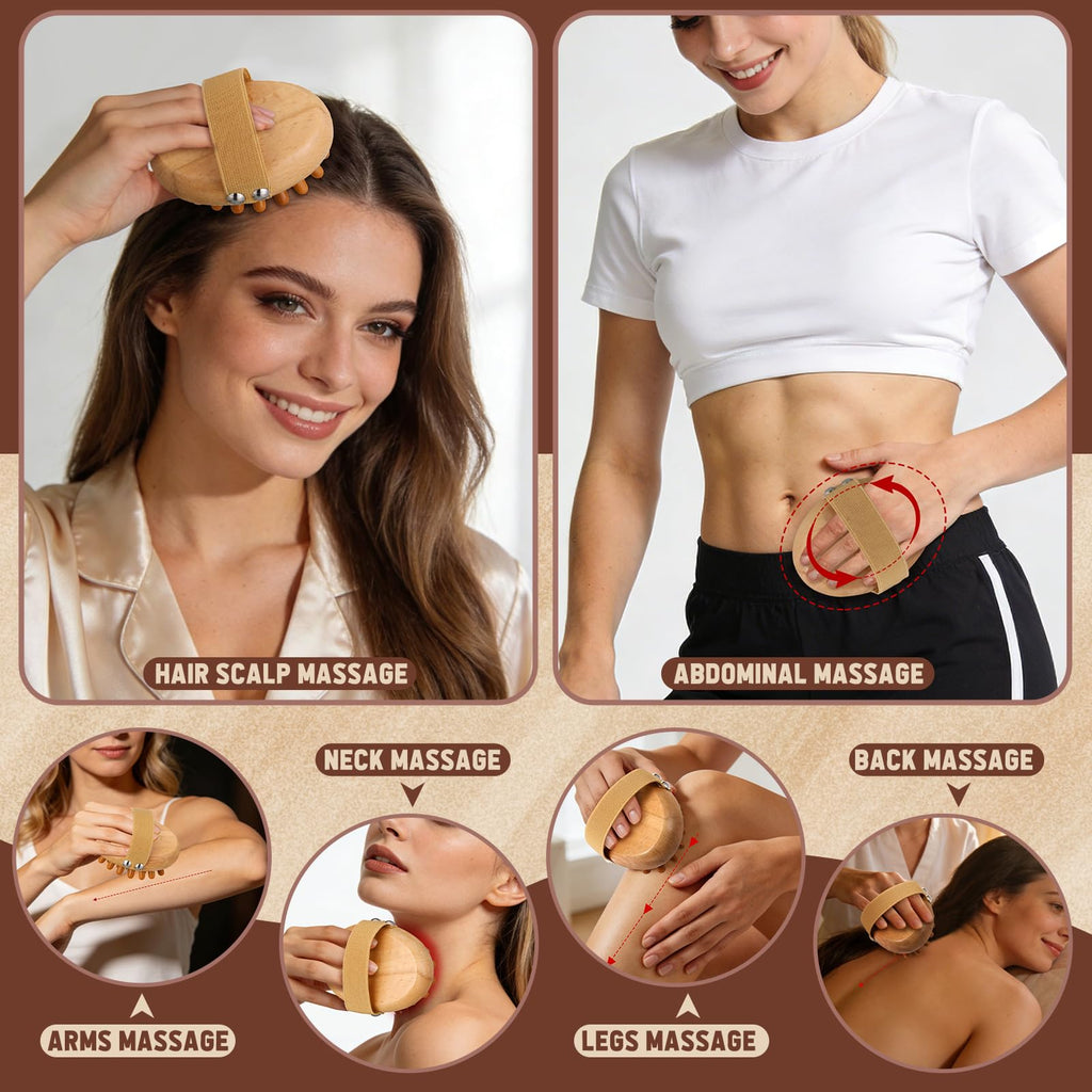 ProSuites Wooden Meridian Massage Body Brush for Cellulite Remover, Cellulite Lymphatic Drainage Massager for Body Shaping - Maple Wellness Supplements