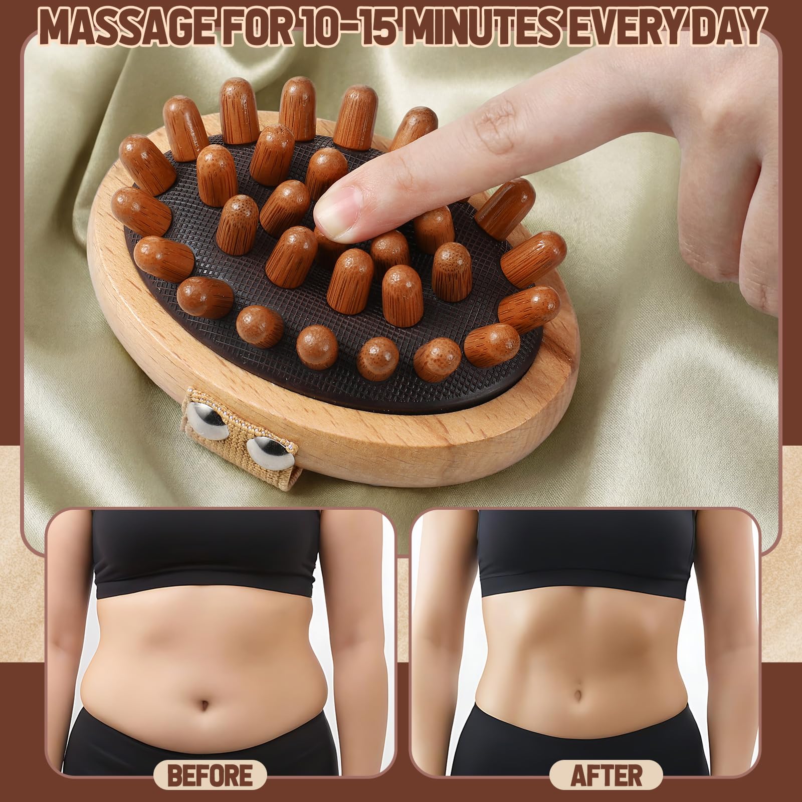 ProSuites Wooden Meridian Massage Body Brush for Cellulite Remover, Cellulite Lymphatic Drainage Massager for Body Shaping - Maple Wellness Supplements