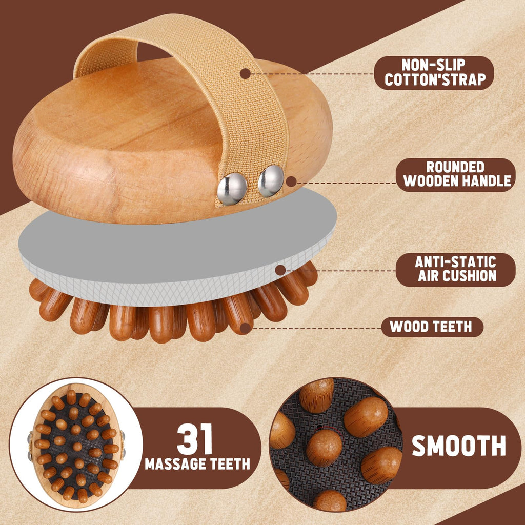 ProSuites Wooden Meridian Massage Body Brush for Cellulite Remover, Cellulite Lymphatic Drainage Massager for Body Shaping - Maple Wellness Supplements