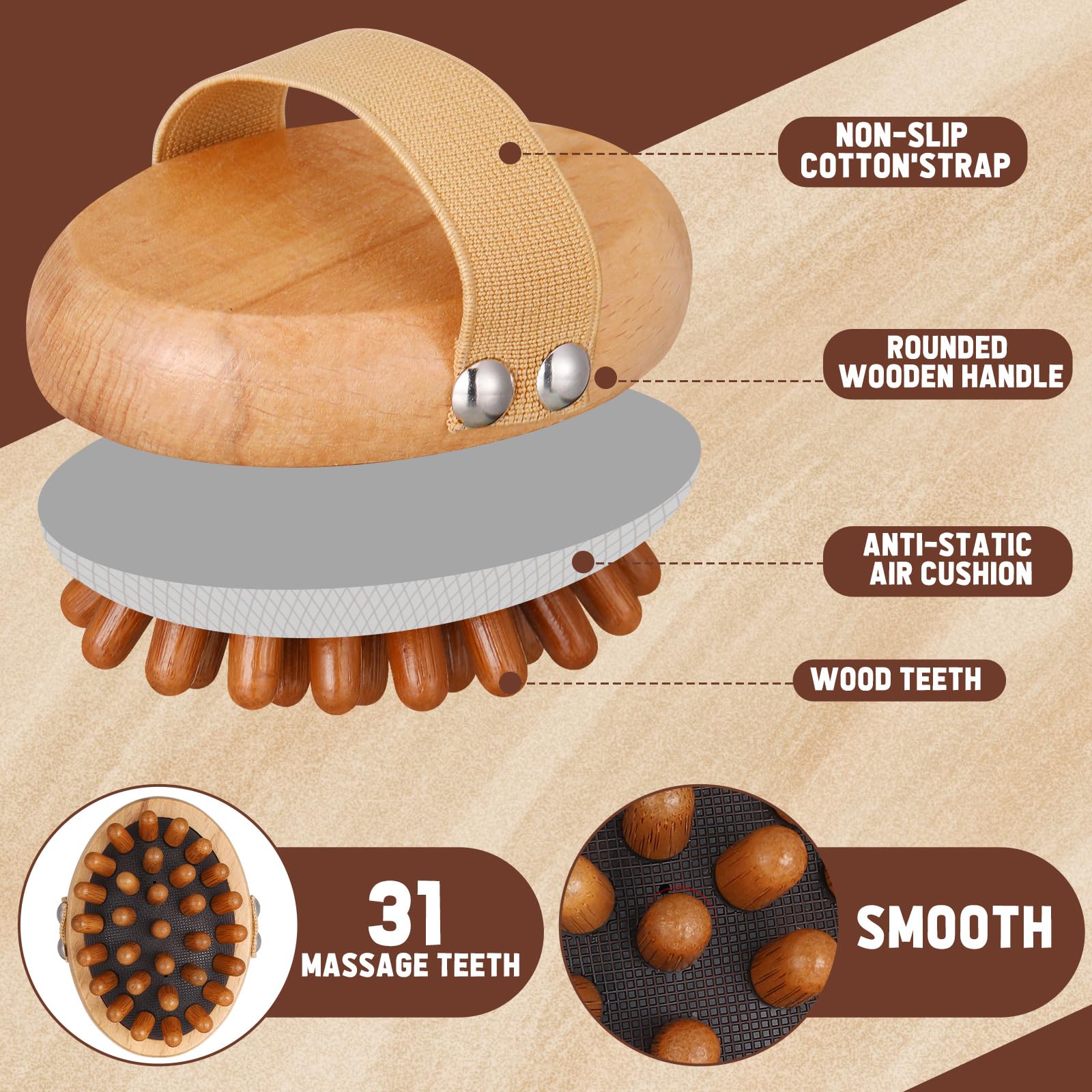 ProSuites Wooden Meridian Massage Body Brush for Cellulite Remover, Cellulite Lymphatic Drainage Massager for Body Shaping - Maple Wellness Supplements