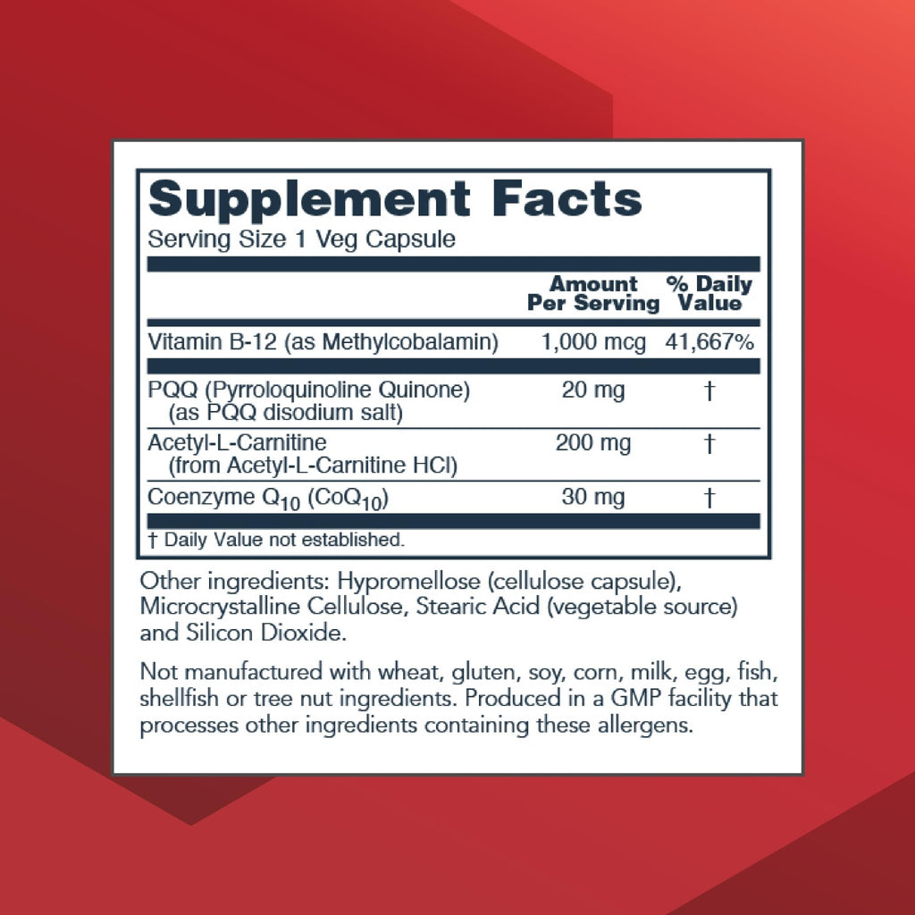 PROTOCOL FOR LIFE BALANCE PQQ Complex - Mitochondrial Health - with CoQ10 & L Carnitine - B Vitamin - Supplement for Energy - 30 Veg Caps - TrustMedUSA