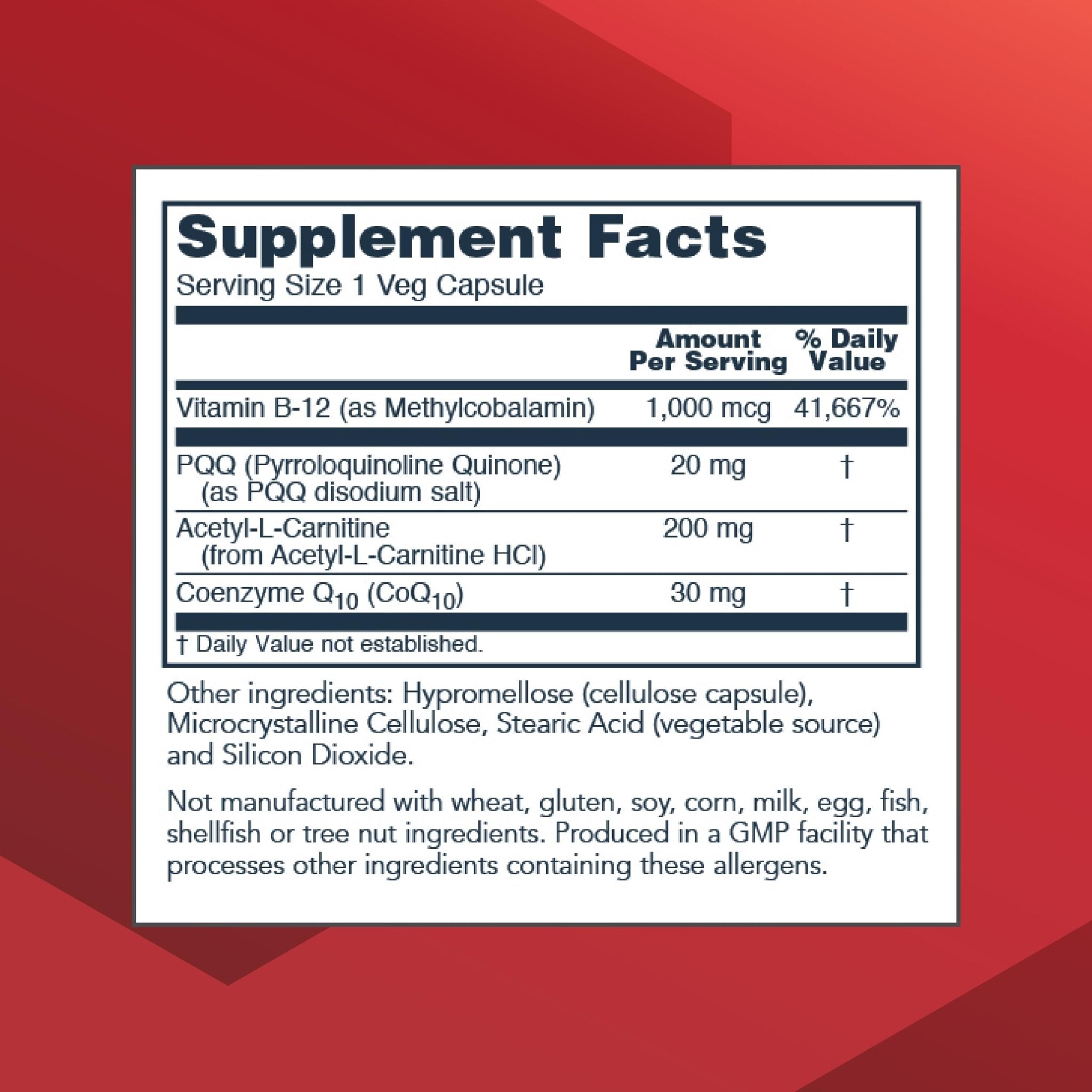 PROTOCOL FOR LIFE BALANCE PQQ Complex - Mitochondrial Health - with CoQ10 & L Carnitine - B Vitamin - Supplement for Energy - 30 Veg Caps - TrustMedUSA
