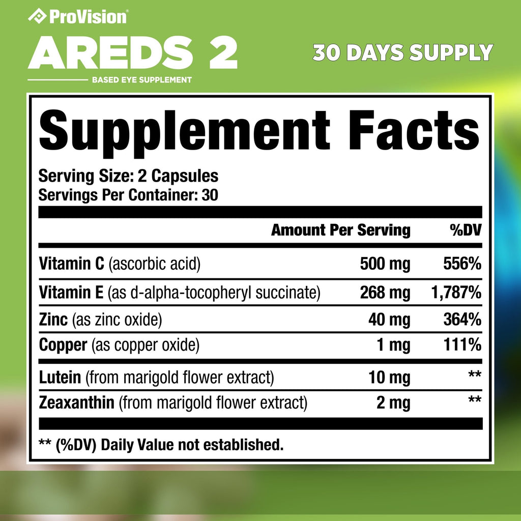 Provision AREDS 2 Eye Vitamins - Enhance Vision Supplements - Lutein Zeaxanthin Vision Complex - 60 Eye Supplement Capsules - TrustMedUSA
