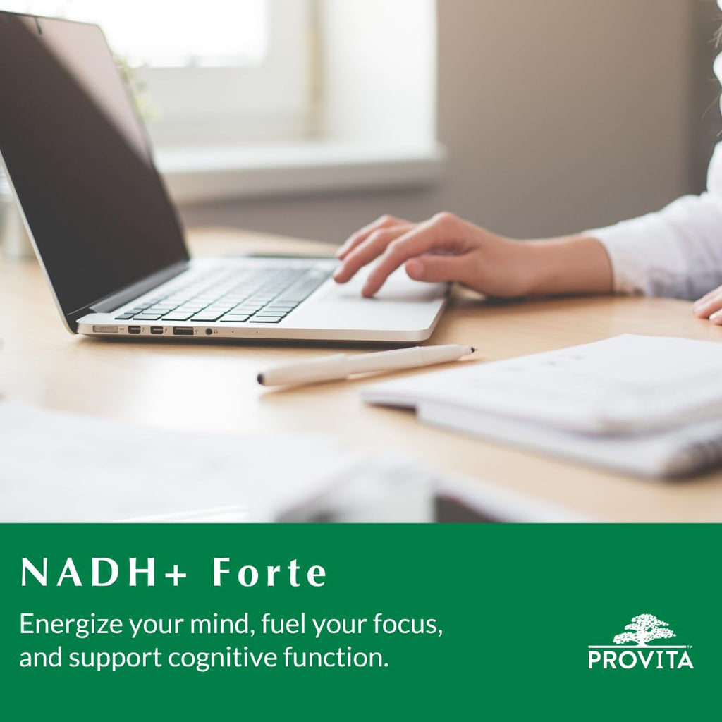 PROVITA NADH+ Forte | Cognitive Support Supplement with NADH, Coenzyme Q10 & Chlorophyll | Energy Support, Focus, Mental Clarity & Brain Health | Vegan Capsules | High Absorption Cellular Formula - TrustMedUSA