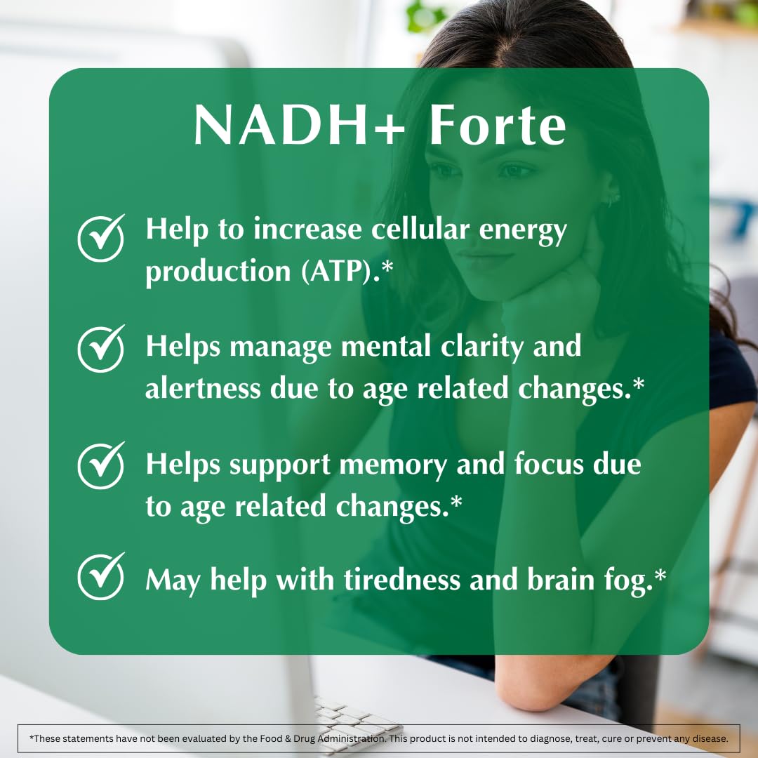 PROVITA NADH+ Forte | Cognitive Support Supplement with NADH, Coenzyme Q10 & Chlorophyll | Energy Support, Focus, Mental Clarity & Brain Health | Vegan Capsules | High Absorption Cellular Formula - TrustMedUSA