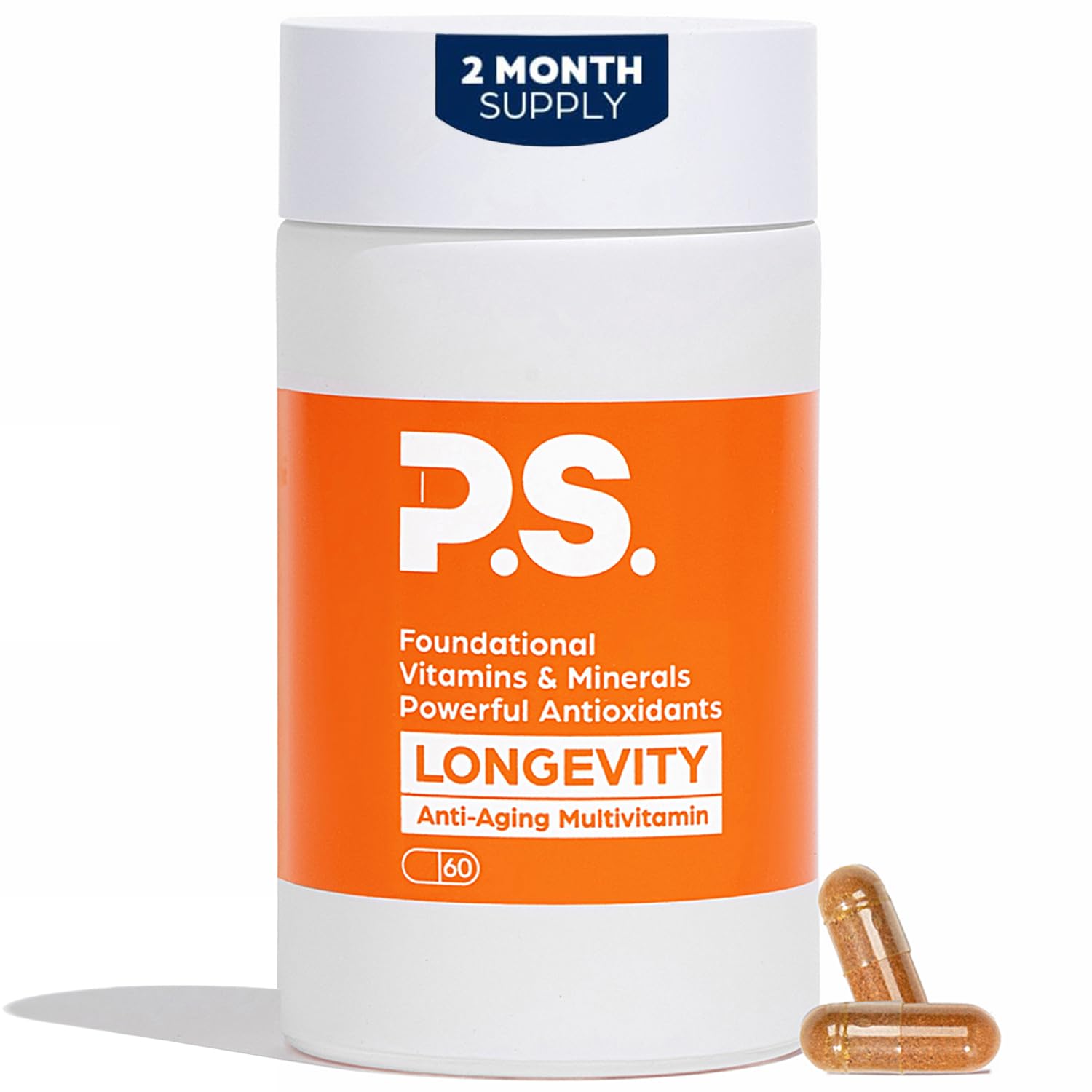 PS Longevity Supplement – Anti-Aging Multivitamin for Men & Women – Premium Methylated B Vitamins, CoQ10, NR, Urolithin A & Natural Antioxidants – Cellular Health, Energy & Memory – 2 Month Supply - TrustMedUSA