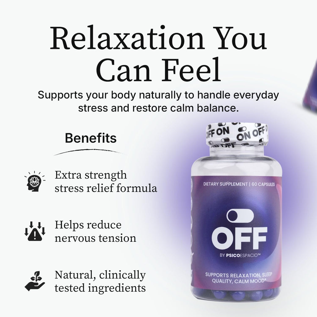PSICÓESPACIO ON & Off Day & Night Supplement Bundle – Natural Energy with Ashwagandha + Sleep Aid with Melatonin & L-Theanine for Adults, Focus, Relaxation & Mood Support, 60 Count Each - TrustMedUSA