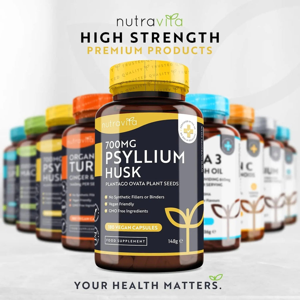 Psyllium Husks Fibre Supplement – 1400mg per Serving – Naturally High in Soluble Fibre - TrustMedUSA