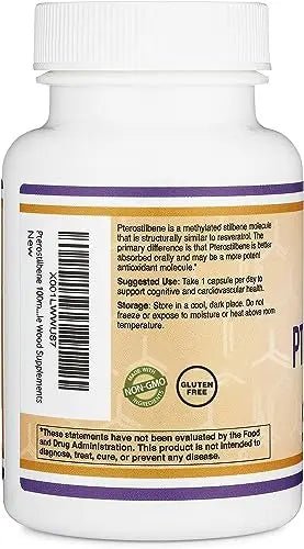 Pterostilbene Supplement 100mg Capsules (Third Party Tested) Manufactured in The USA - TrustMedUSA